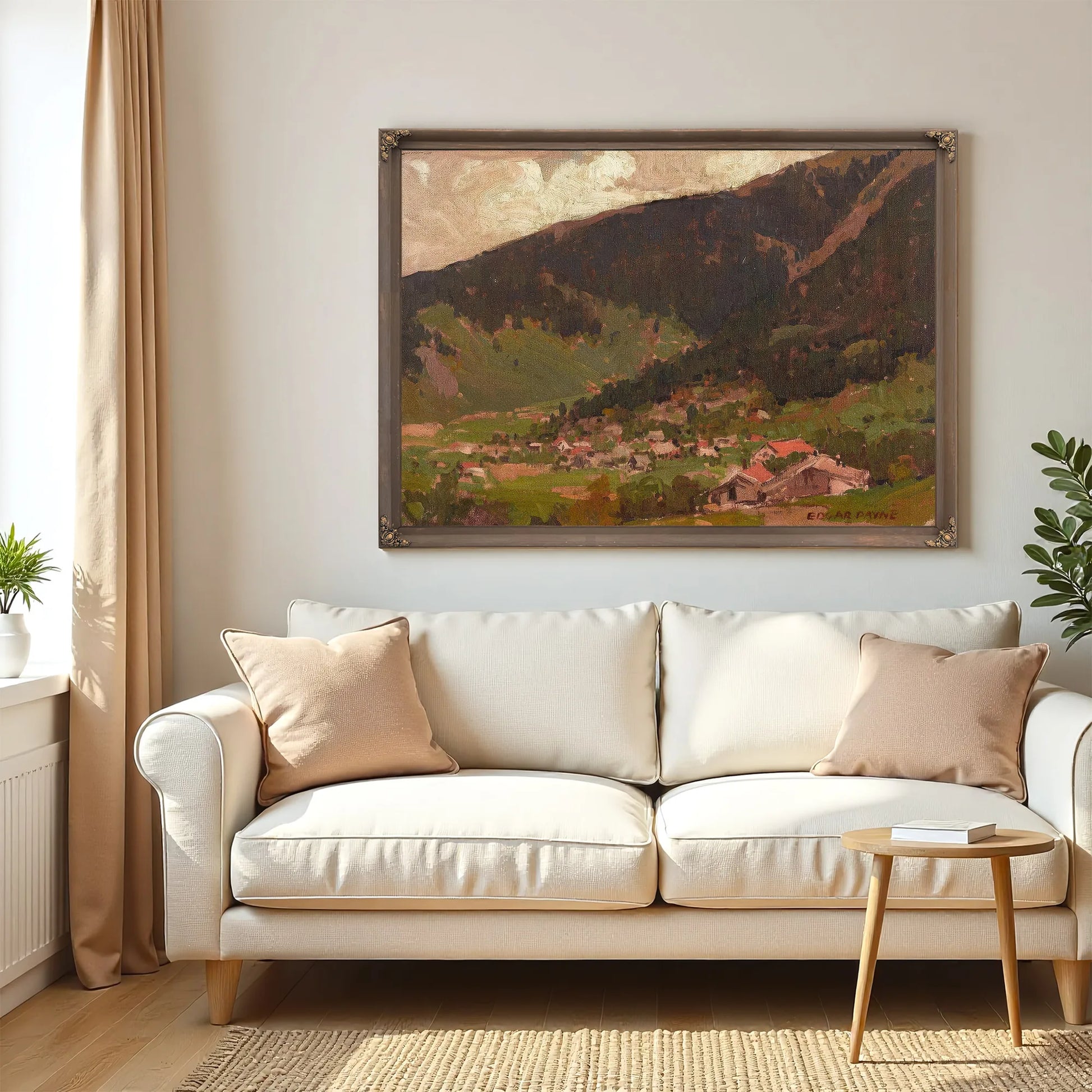 Village At The Base Of The Mountain By Edgar Payne Fine Art Print