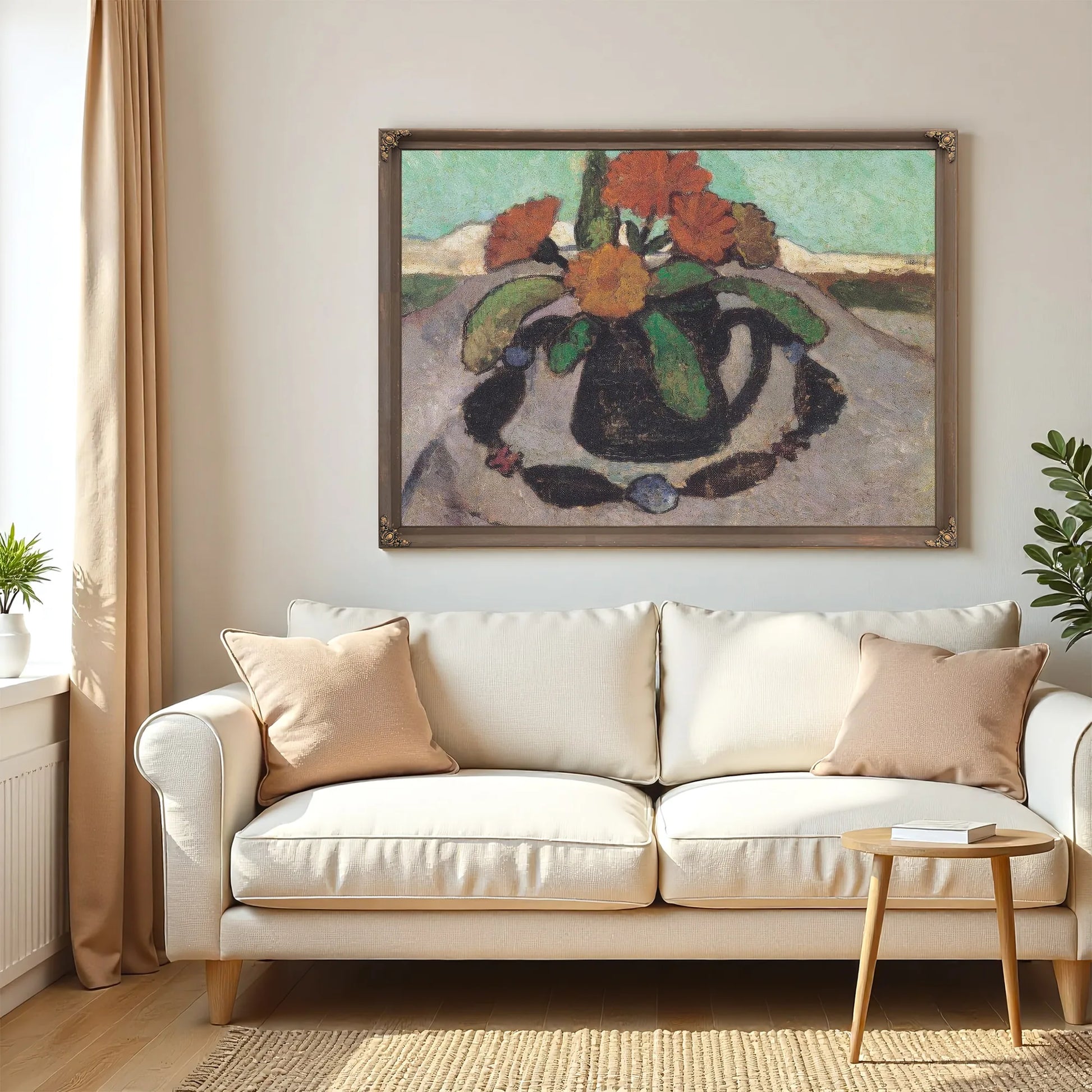 Still Life With Flowers In A Landscape By Paula Modersohn Becker Fine Art Print