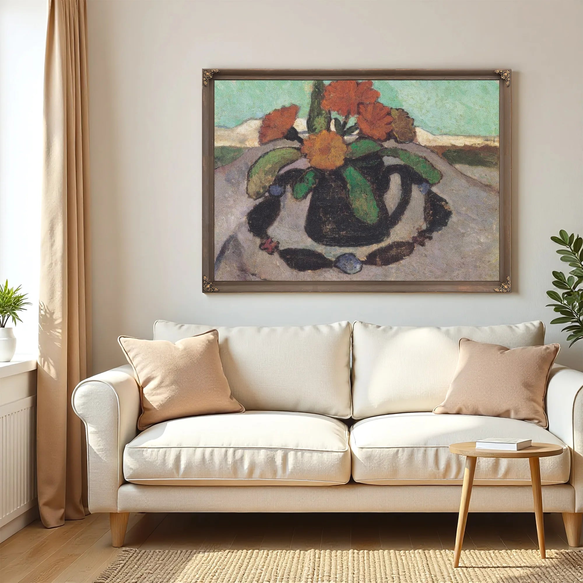 Still Life With Flowers In A Landscape By Paula Modersohn Becker Fine Art Print