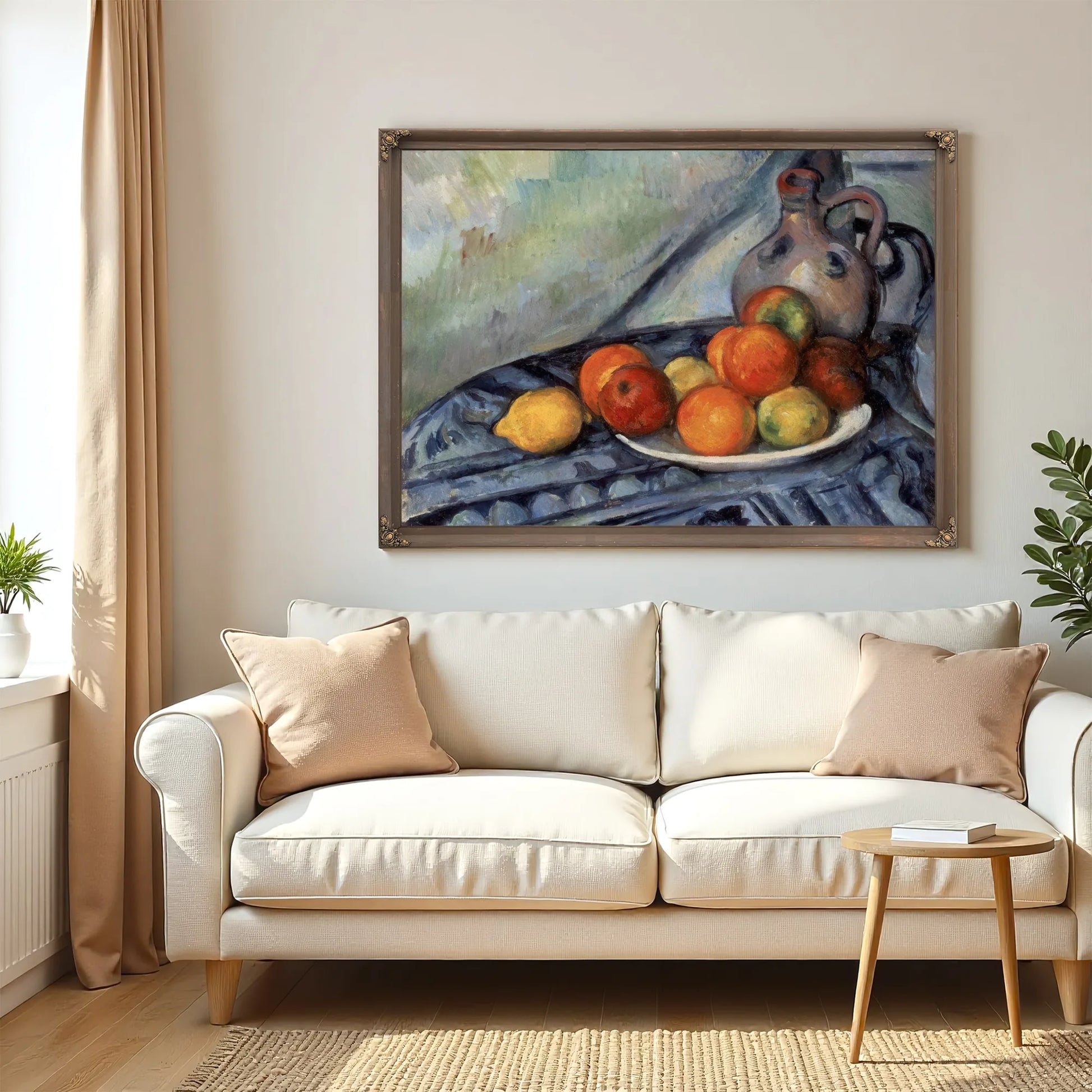 Fruit And A Jug On A Table By Paul Cezanne Fine Art Print