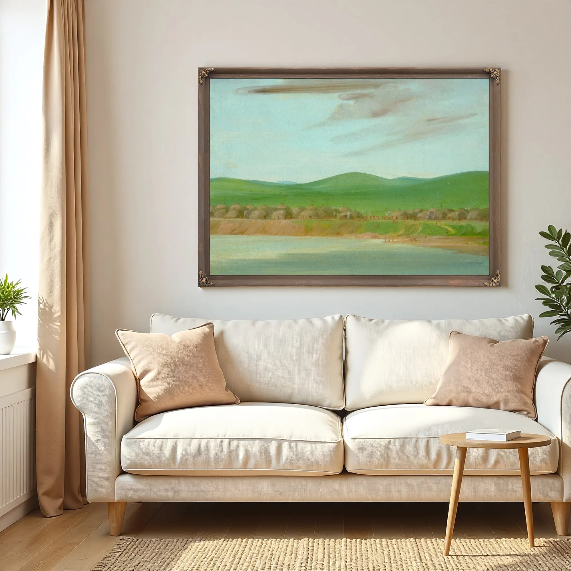 Arikara Village Of Earth Covered Lodges, 1600 Miles Above St. Louis By George Catlin Fine Art Print