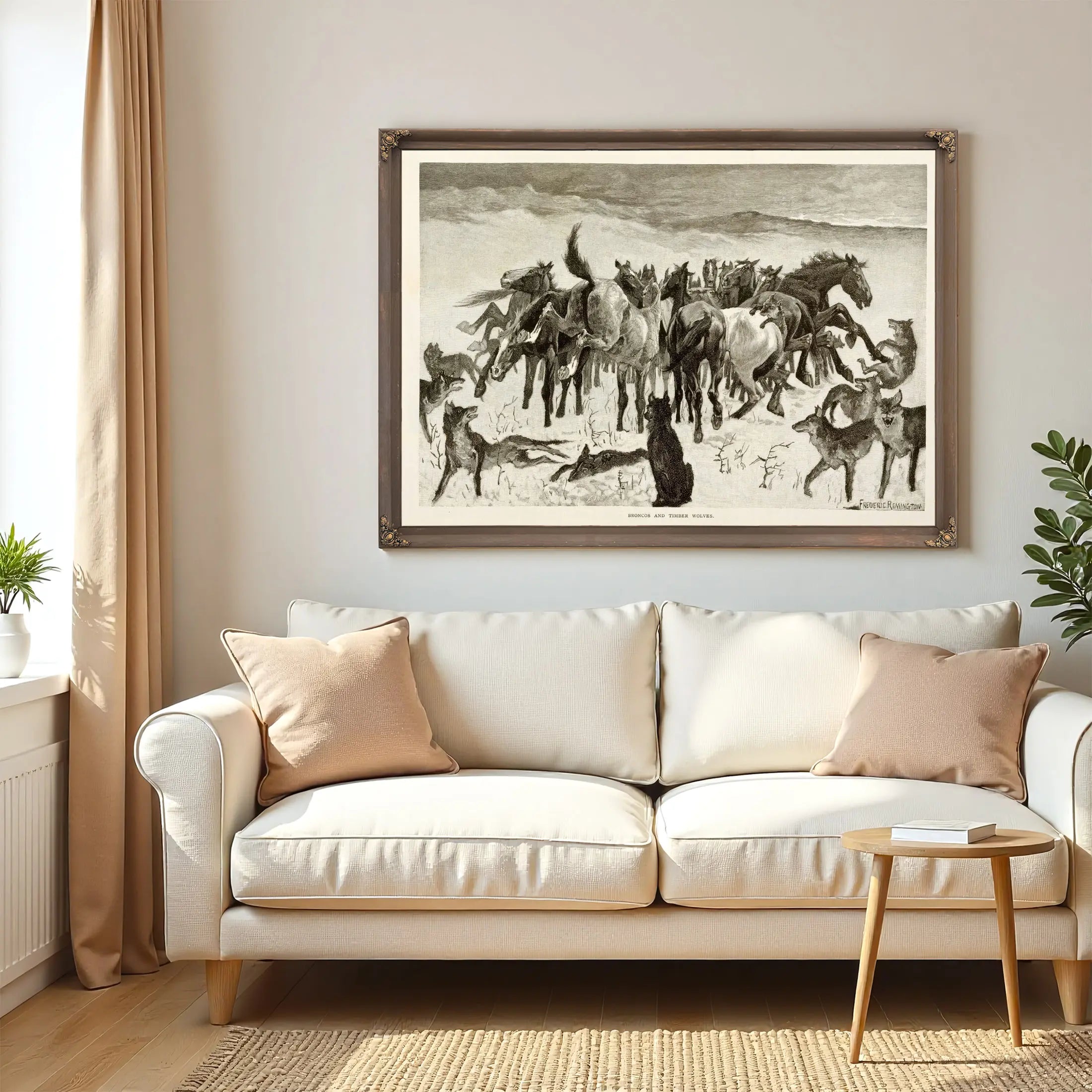 Broncos And Timber Wolves by Frederic Remington