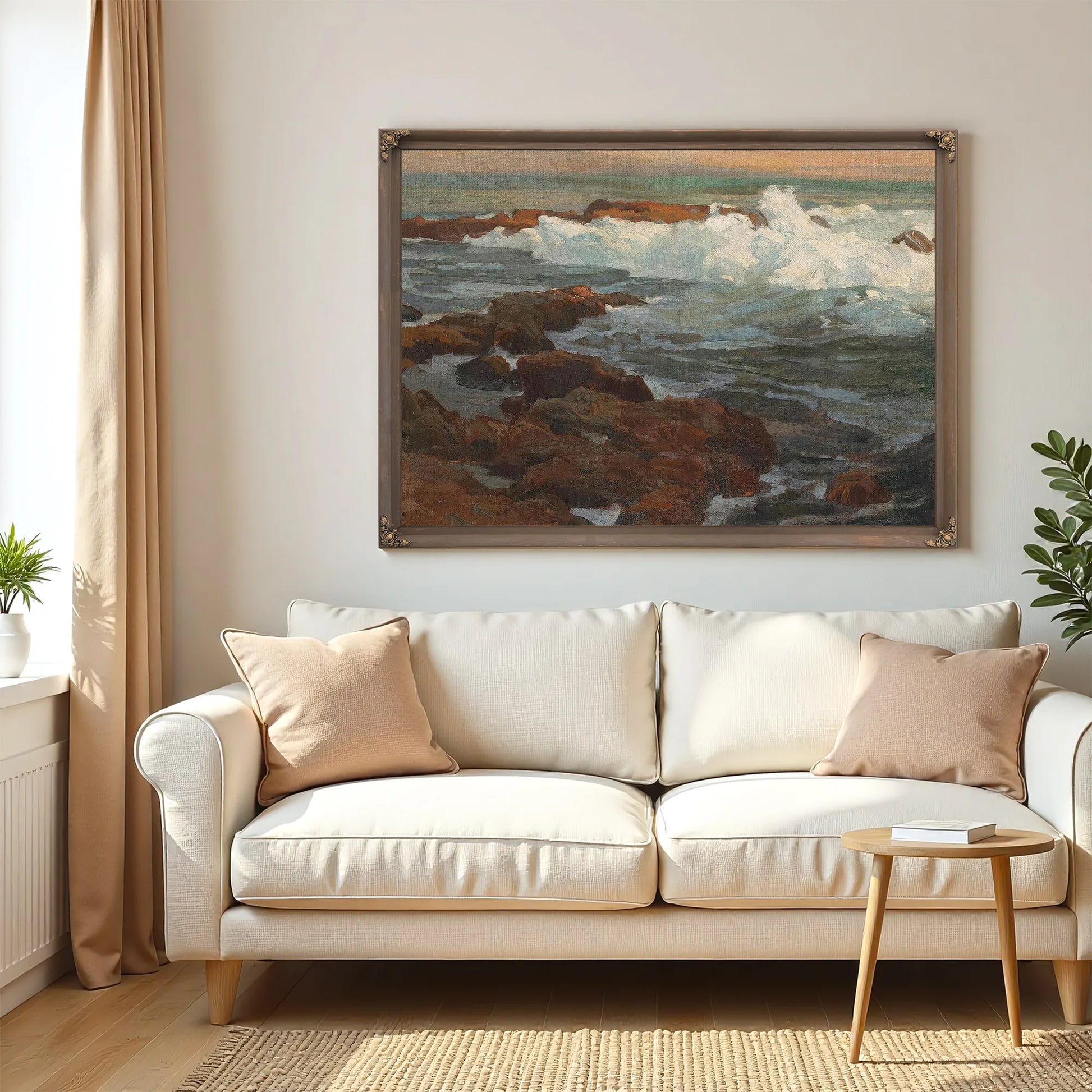 Waves Breaking Along A Rocky Coast By Edgar Payne Fine Art Print