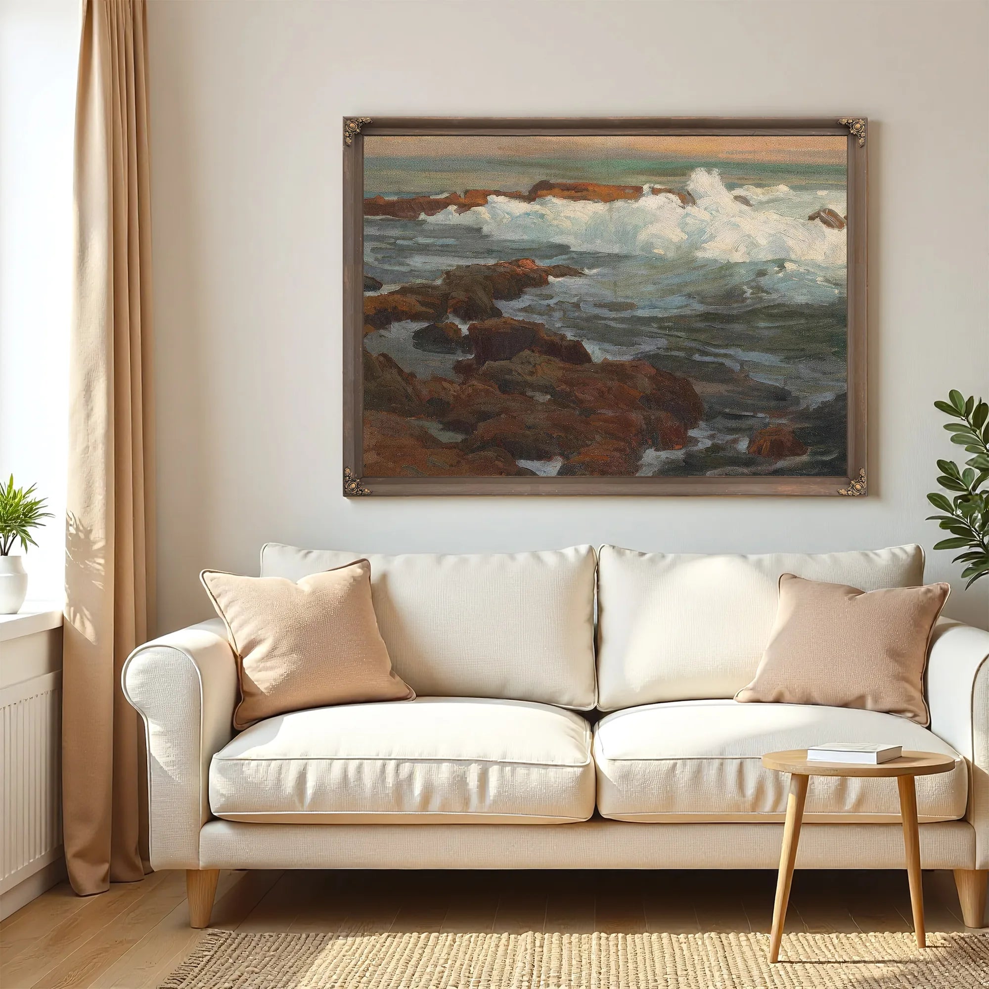 Waves Breaking Along A Rocky Coast By Edgar Payne Fine Art Print