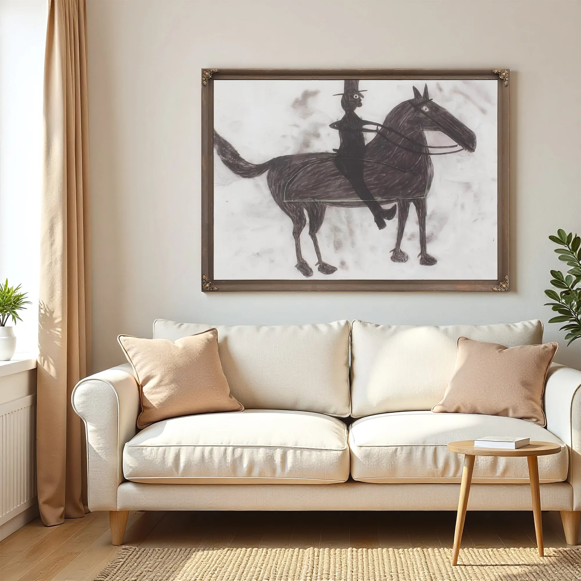 Untitled Horse And A Rider By Bill Traylor Fine Art Print