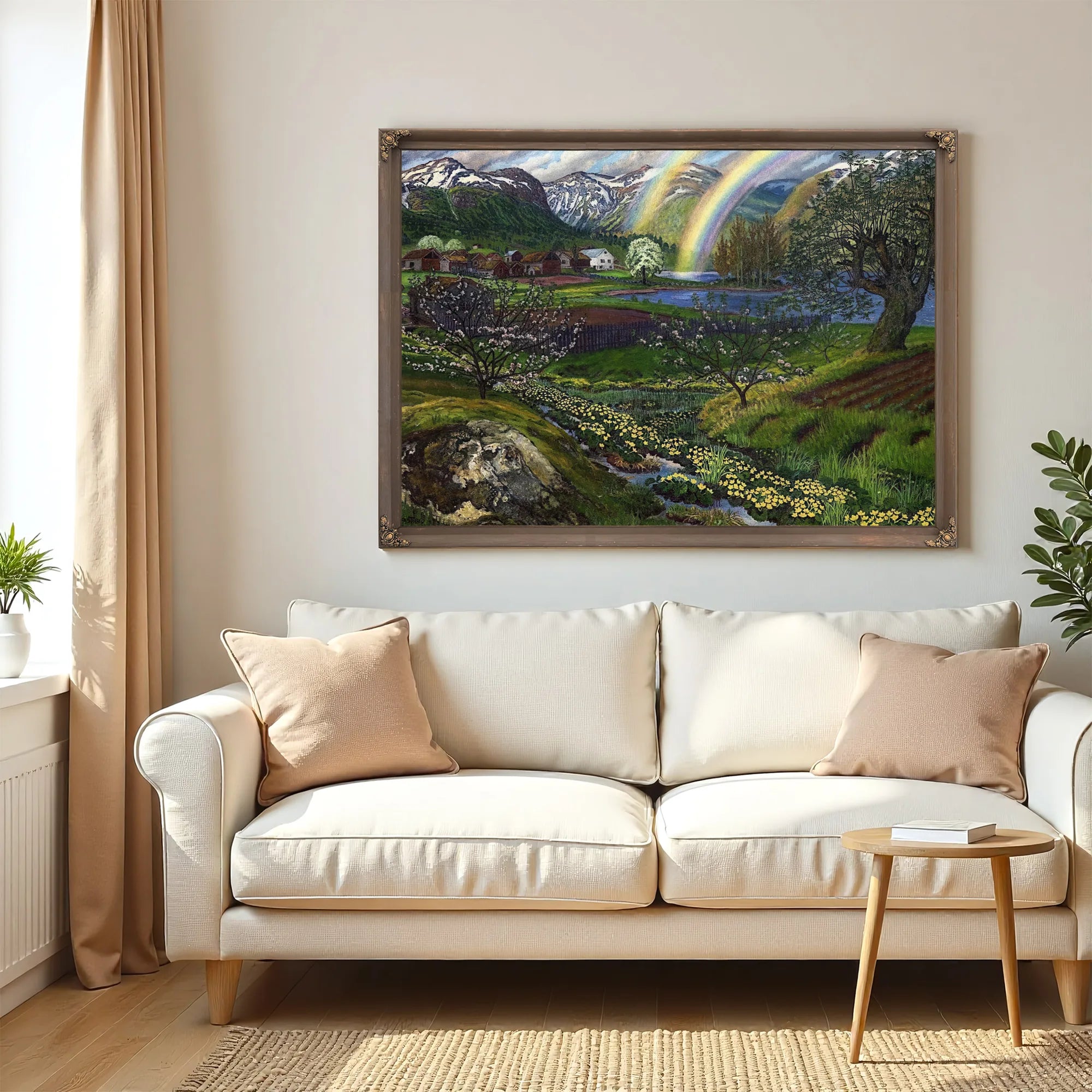 Marsh Marigolds And Double Rainbow By Nicolai Astrup Fine Art Print