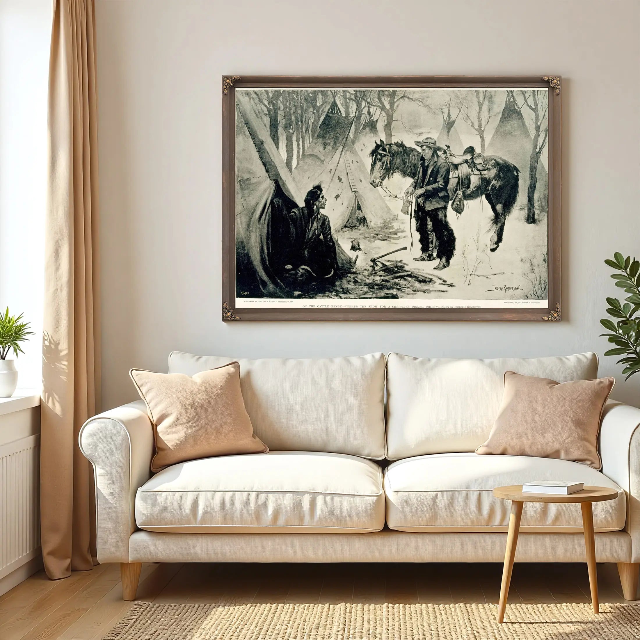 On The Cattle Range What S The Show For A Chirstmas Dinner Chief by Frederic Remington