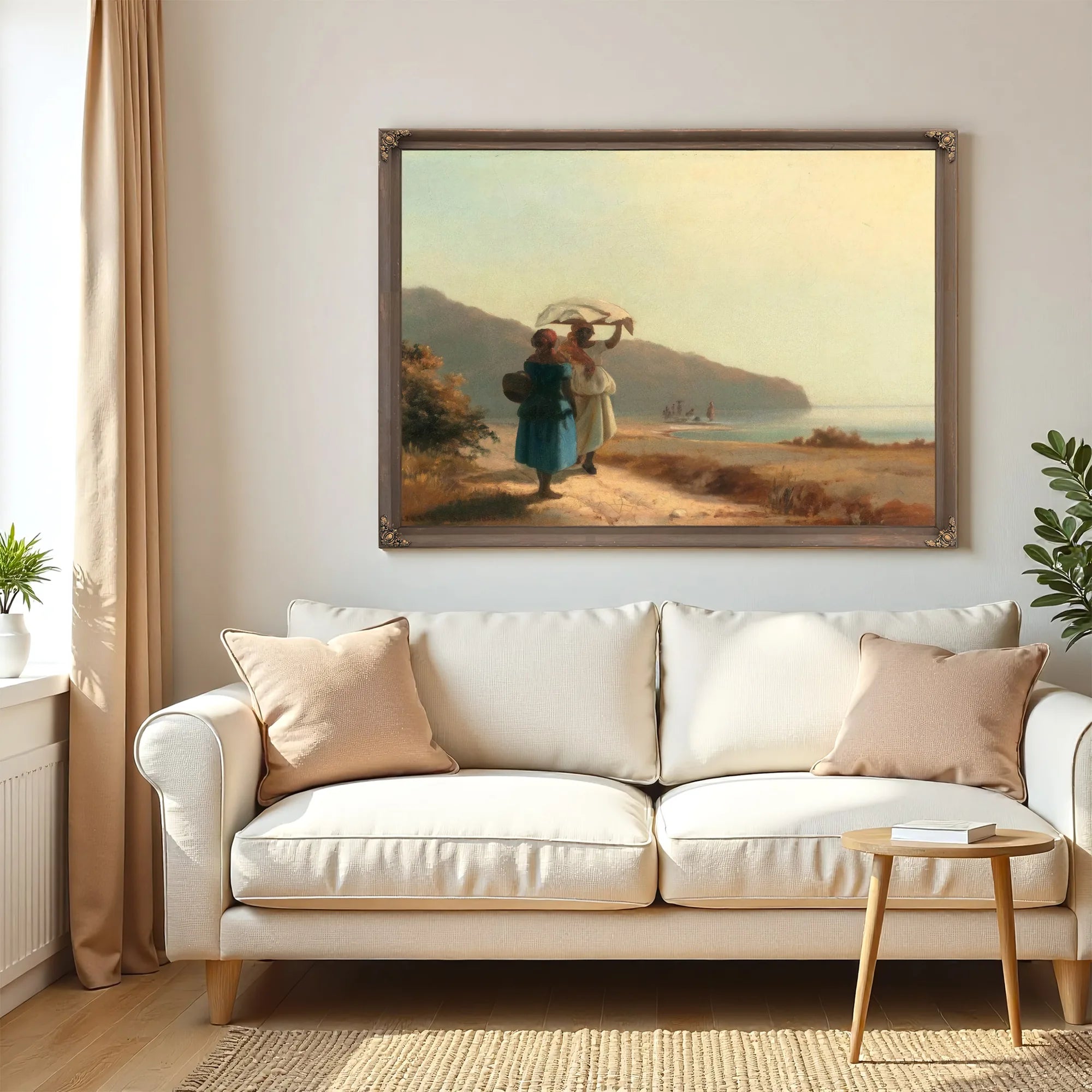 Deux Femmes Causant Au Bord De La Mer Saint Thomas By Camille Pissarro Fine Art Print