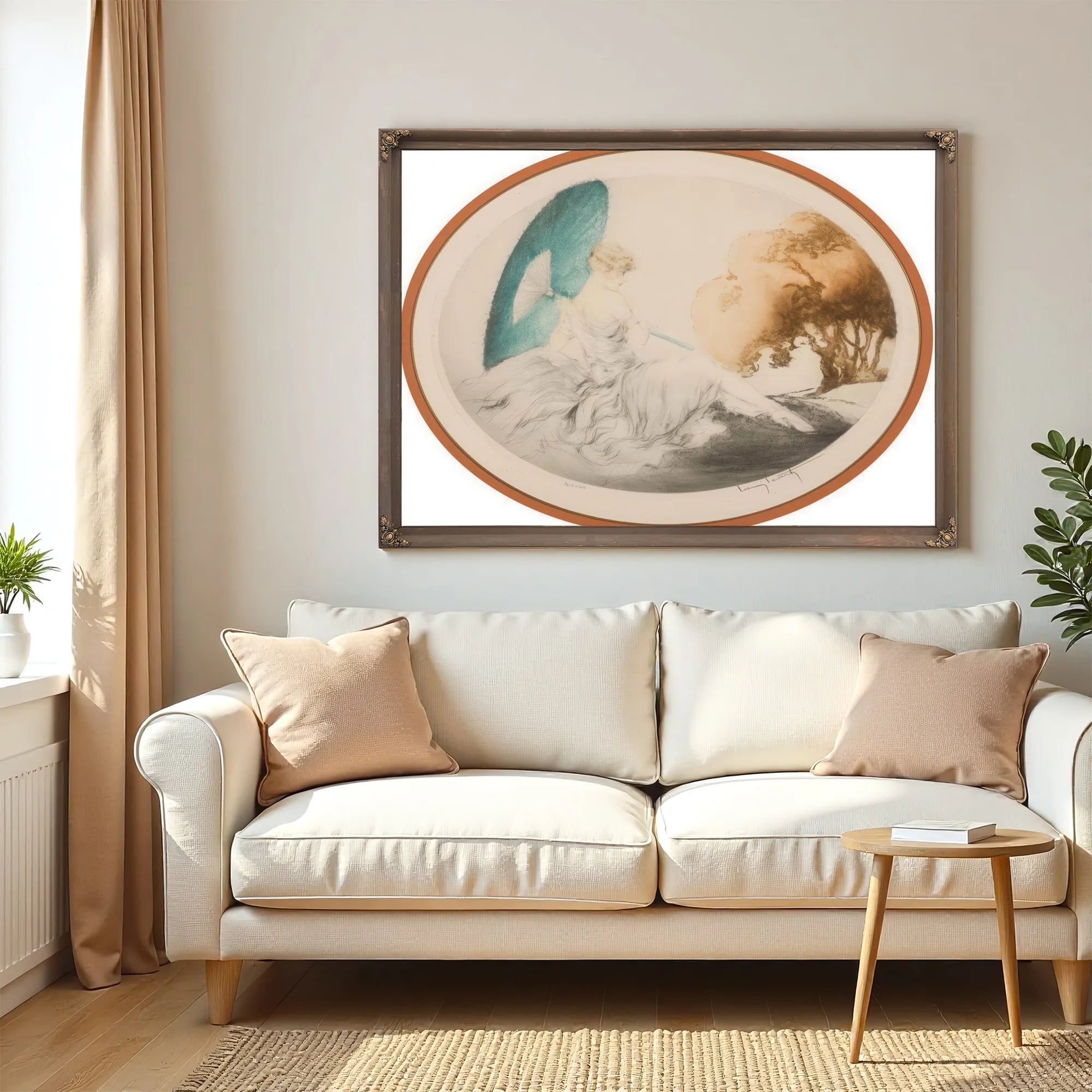 Woman Reclining With Parasol By Louis Icart Fine Art Print