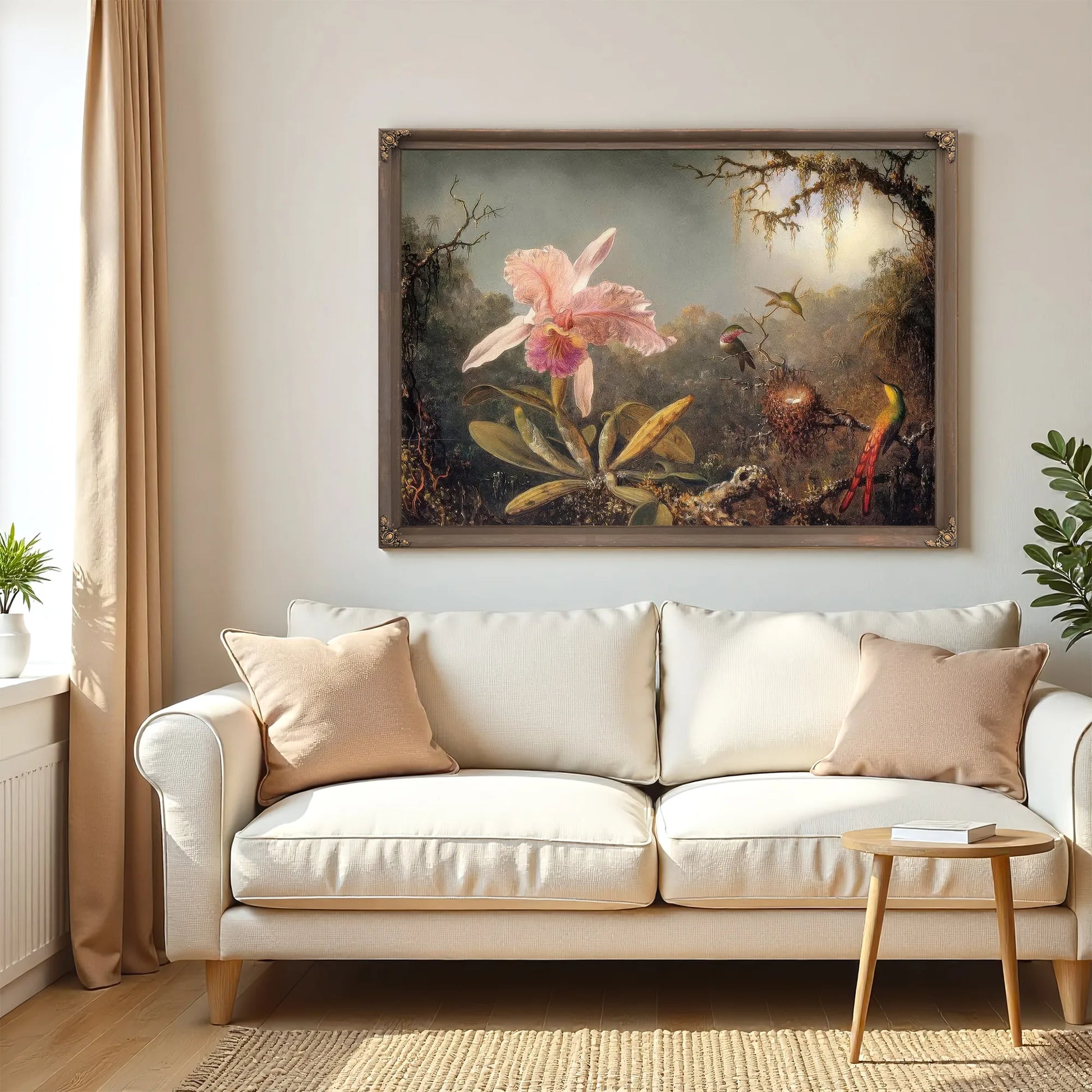 Cattleya Orchid And Three Brtazilian Hummingbirds By Martin Johnson Heade Fine Art Print