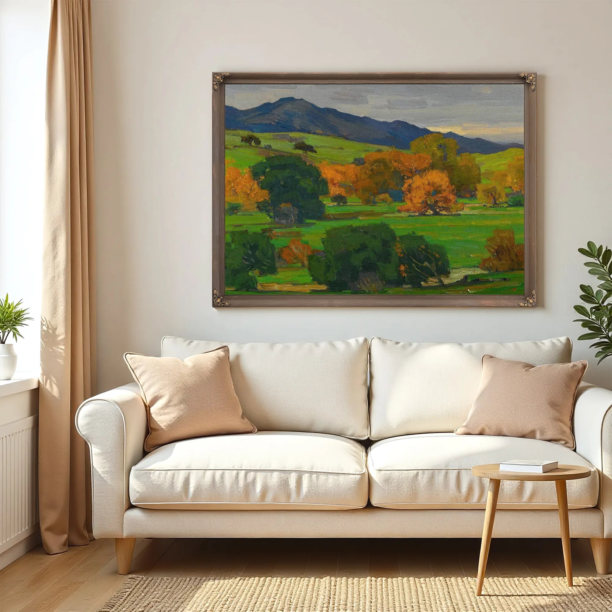 California Landscape Depicting Autumn Oaks On A Rolling Hillside With Mountains Beyond 1924 By William Wendt Fine Art Print
