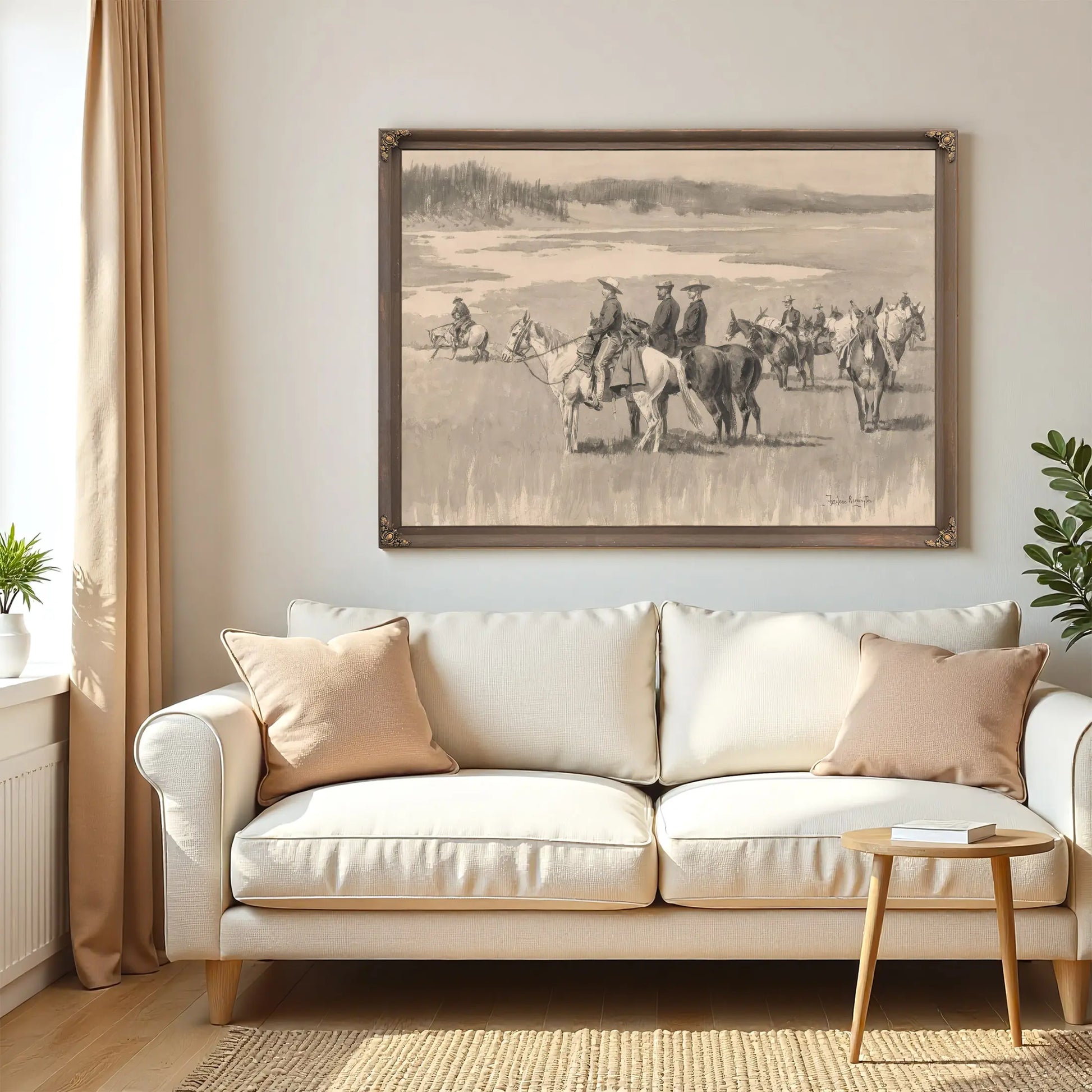 On The Headwatersburgess Finding A Ford Ca  by Frederic Remington