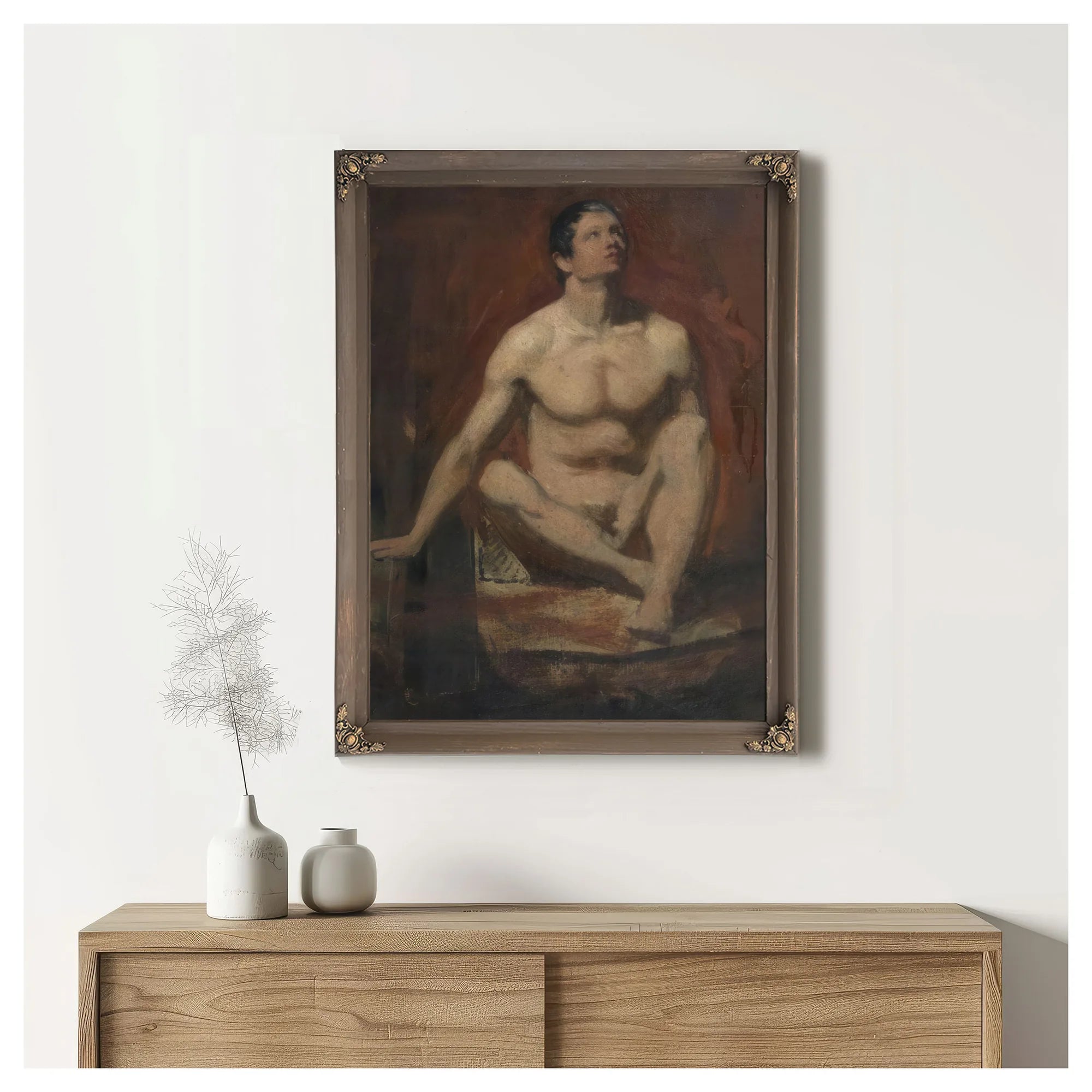 Seated Male Nude, Frontal View By William Etty Fine Art Print