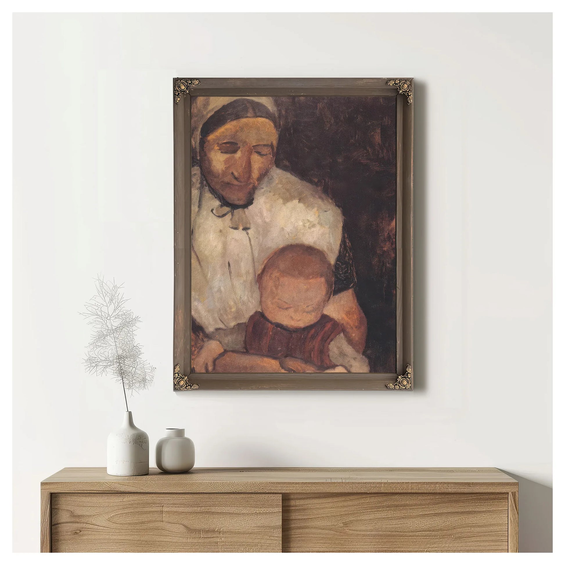 Seated Peasant Woman With Child On Her Lap By Paula Modersohn Becker Fine Art Print