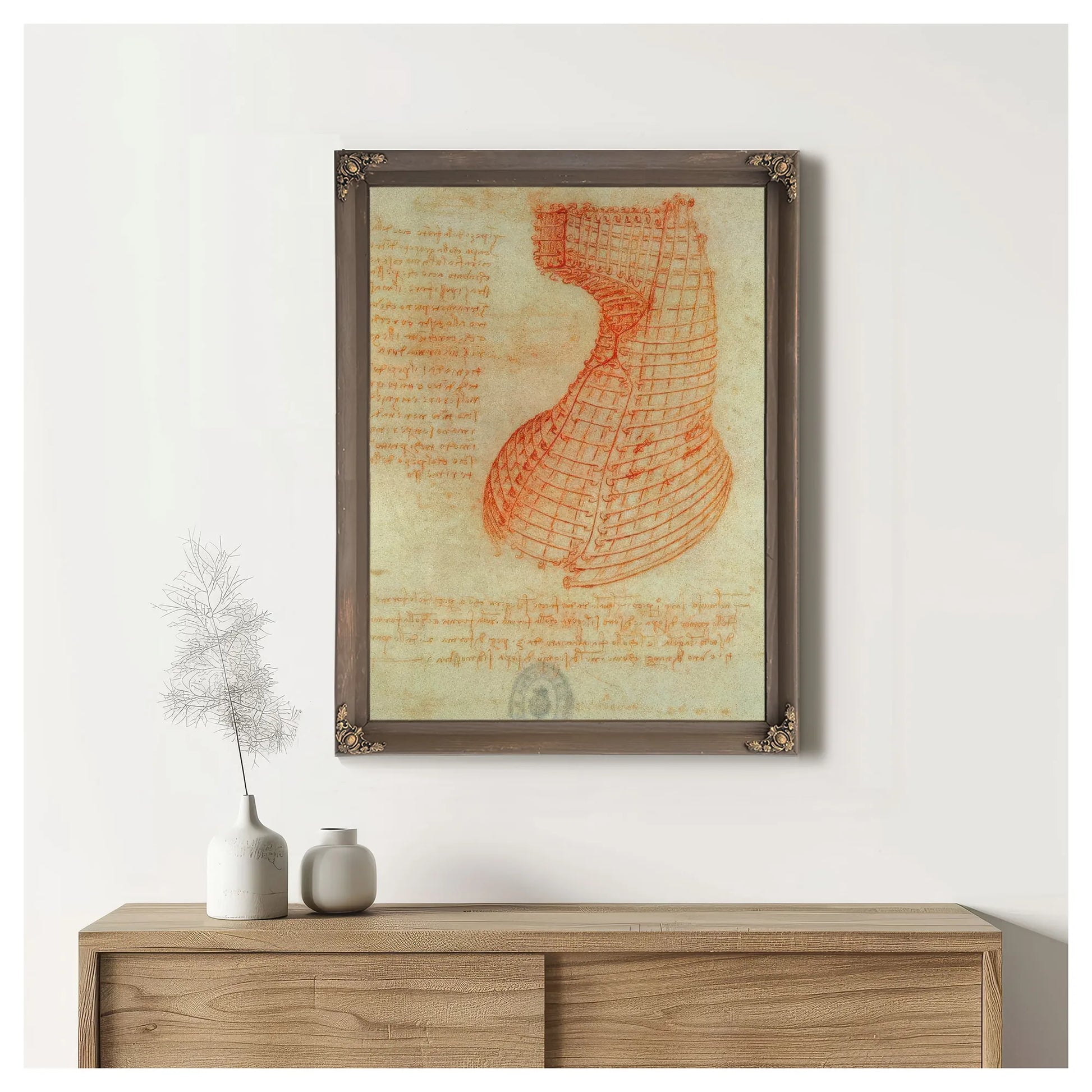 Drawing Of The Ironwork Casting Mould For The Head Of The Sforza Horse Fol. 57 (Recto) From The Codex Madrid I By Leonardo Da Vinci Fine Art Print