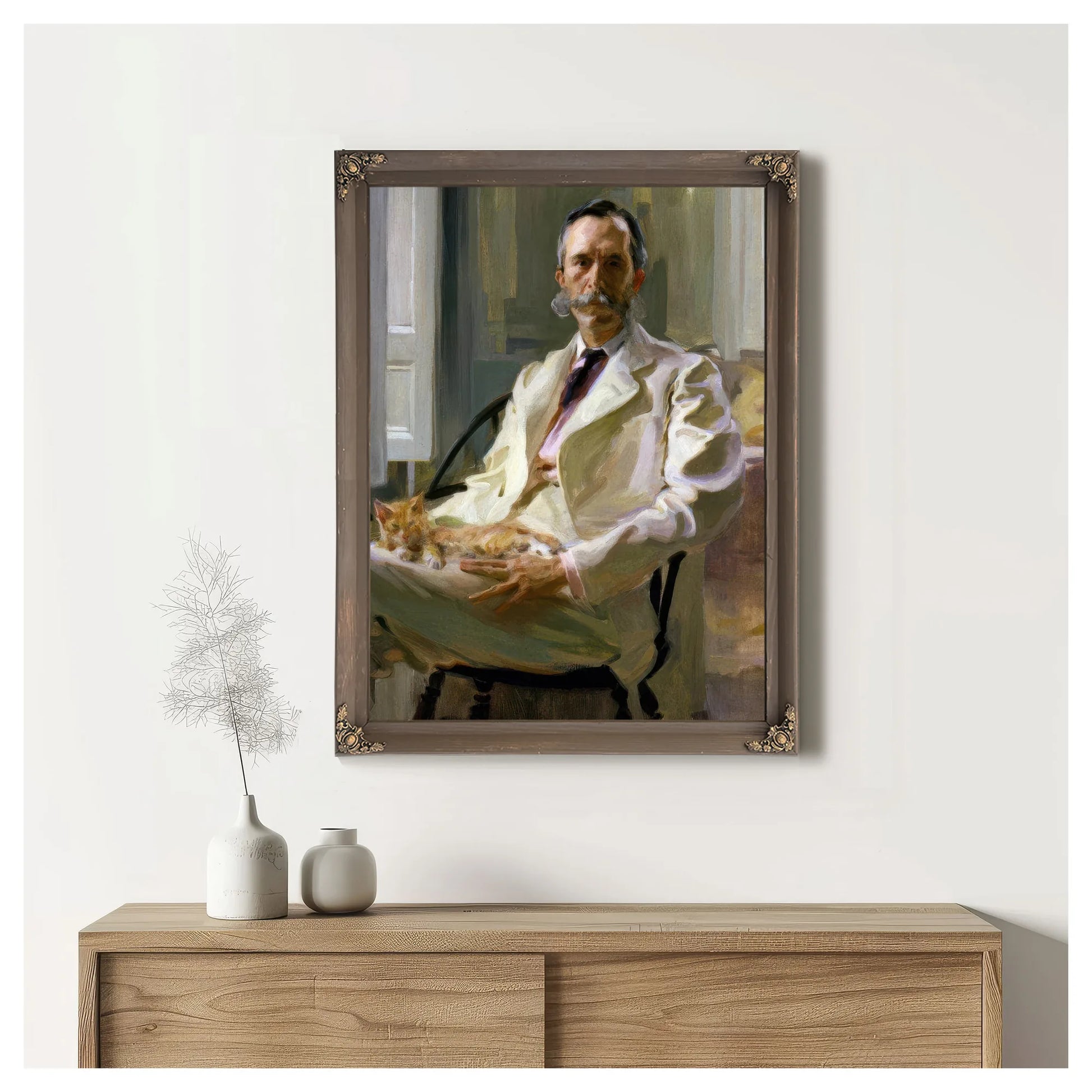 Man With The Cat Portrait Of Henry Sturgis Drinker 1898 By Cecilia Beaux Fine Art Print