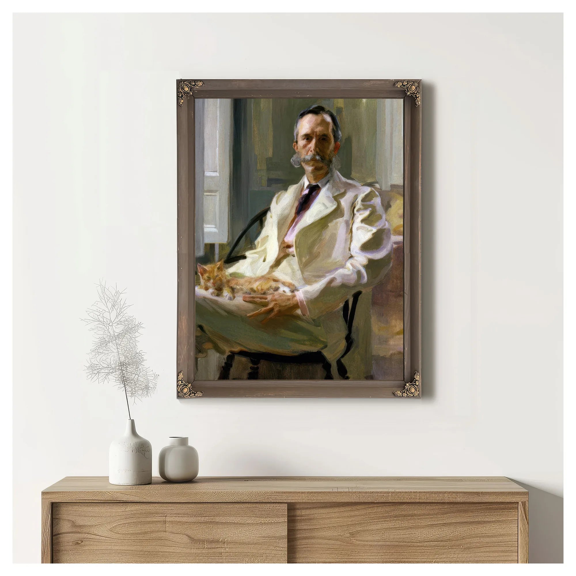 Man With The Cat Portrait Of Henry Sturgis Drinker 1898 By Cecilia Beaux Fine Art Print