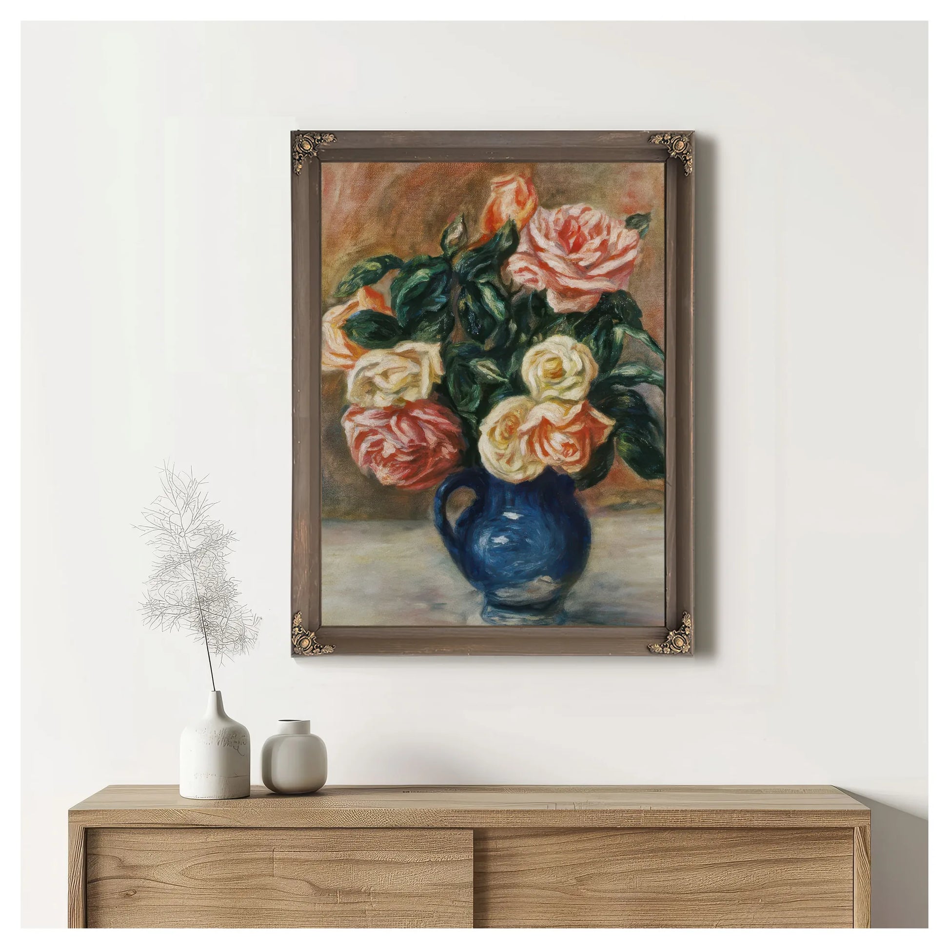 Roses In A Jug By Pierre Auguste Renoir Fine Art Print