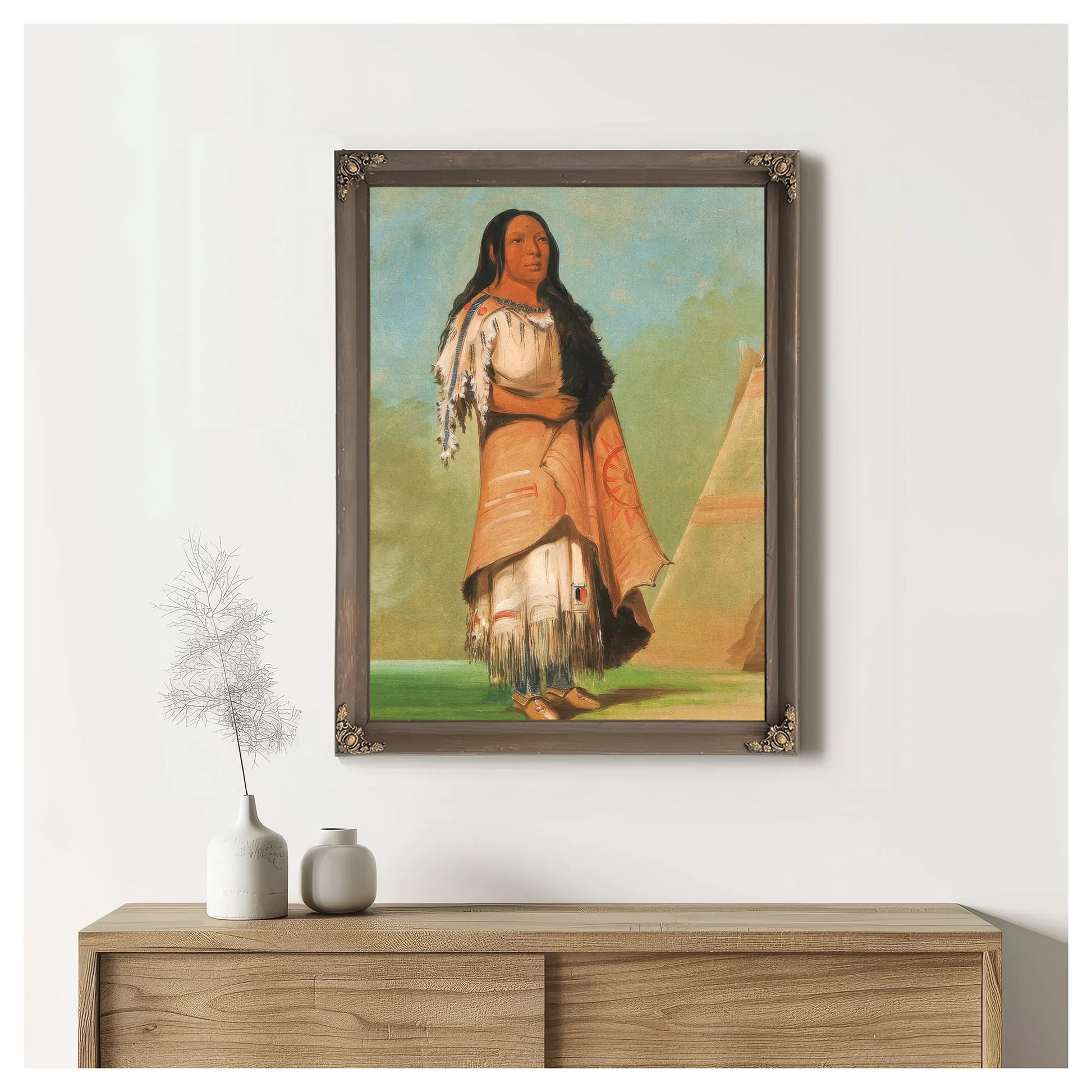 Ah' Kay Ee Pix En, Woman Who Strikes Many By George Catlin Fine Art Print