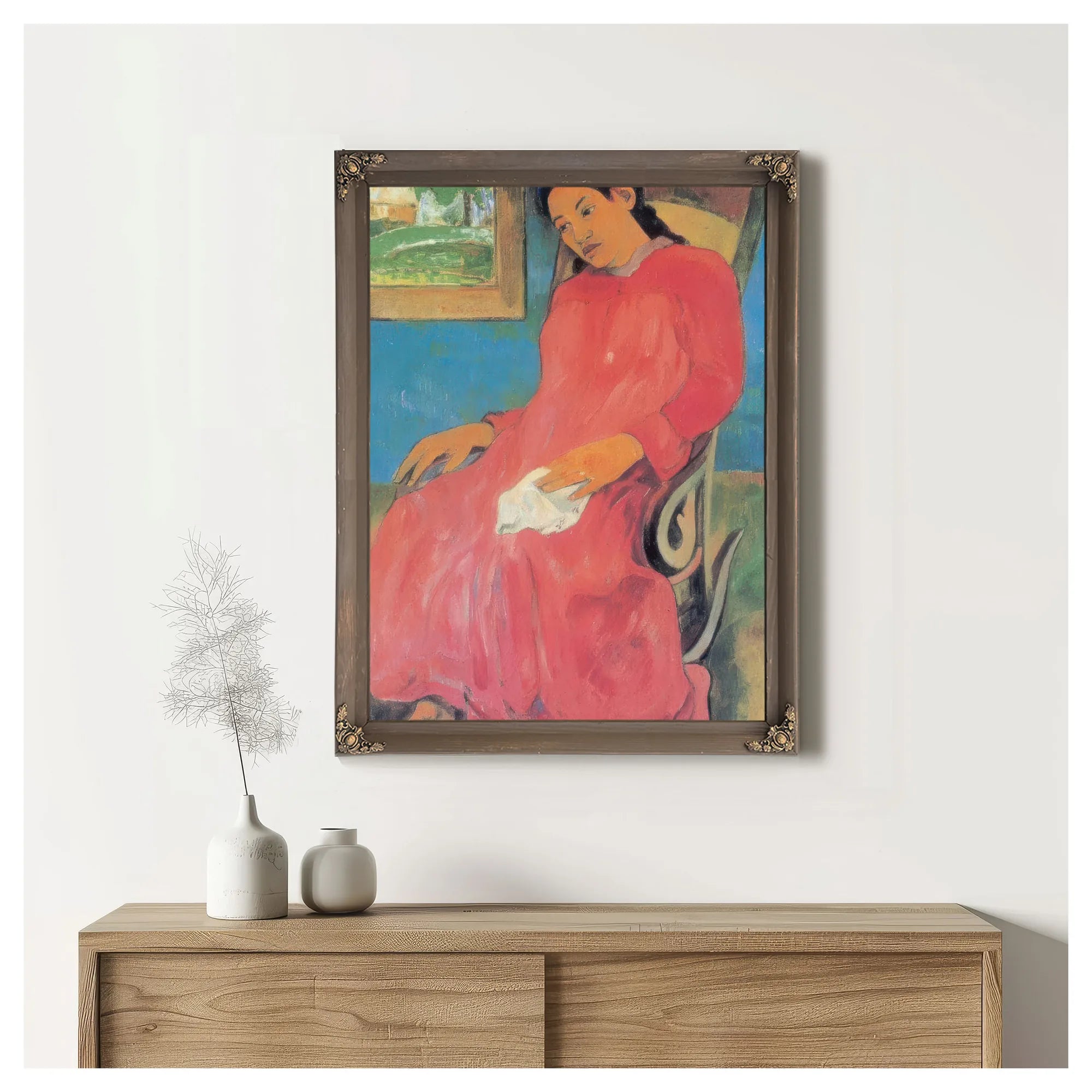 Faaturama ( Woman With A Red Dress) By Paul Gauguin Fine Art Print