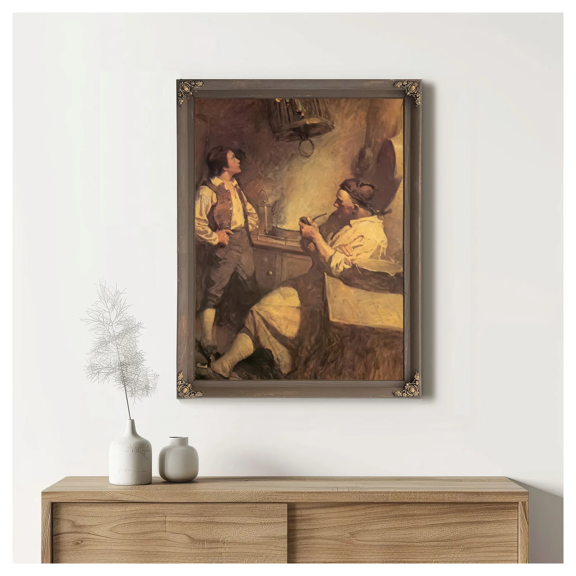 Long John Silver And Hawkins By NC Wyeth Fine Art Print