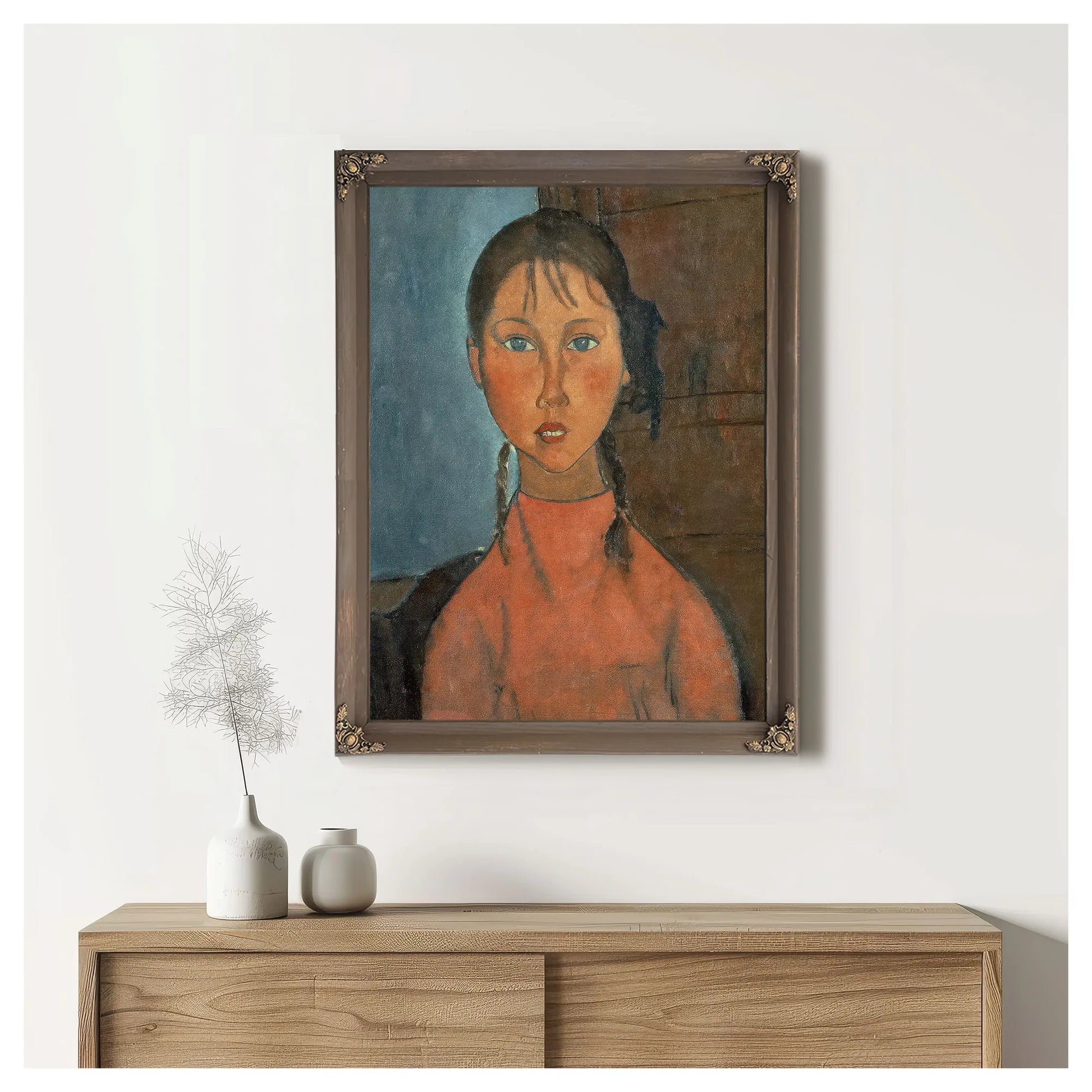 Girl With Pigtails By Amedeo Modigliani Fine Art Print