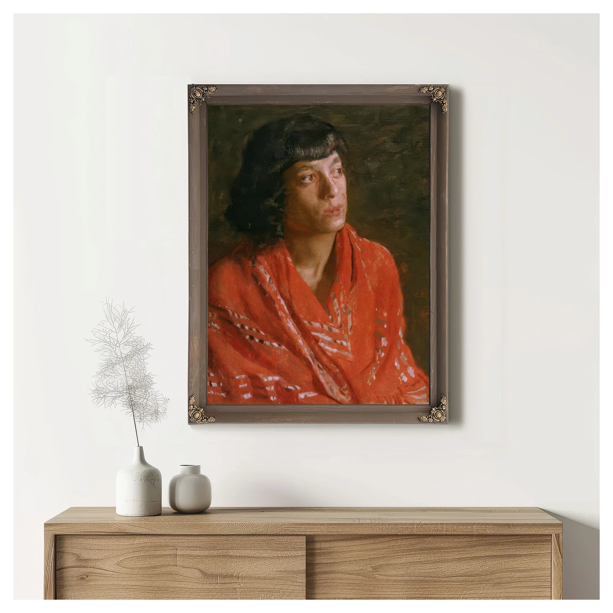 The Red Shawl By Thomas Eakins Fine Art Print
