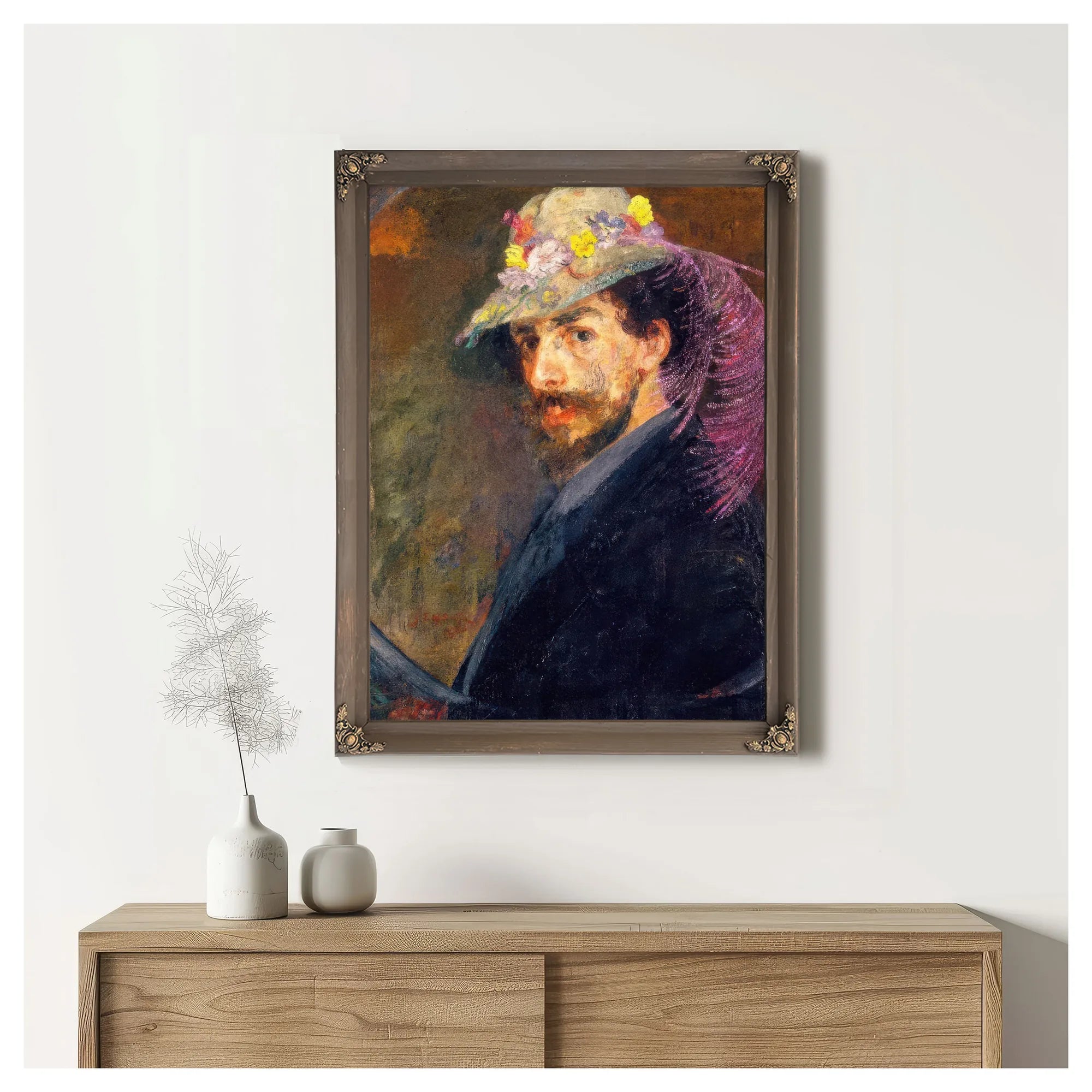 Self Portrait With Flowered Hat By James Ensor Fine Art Print