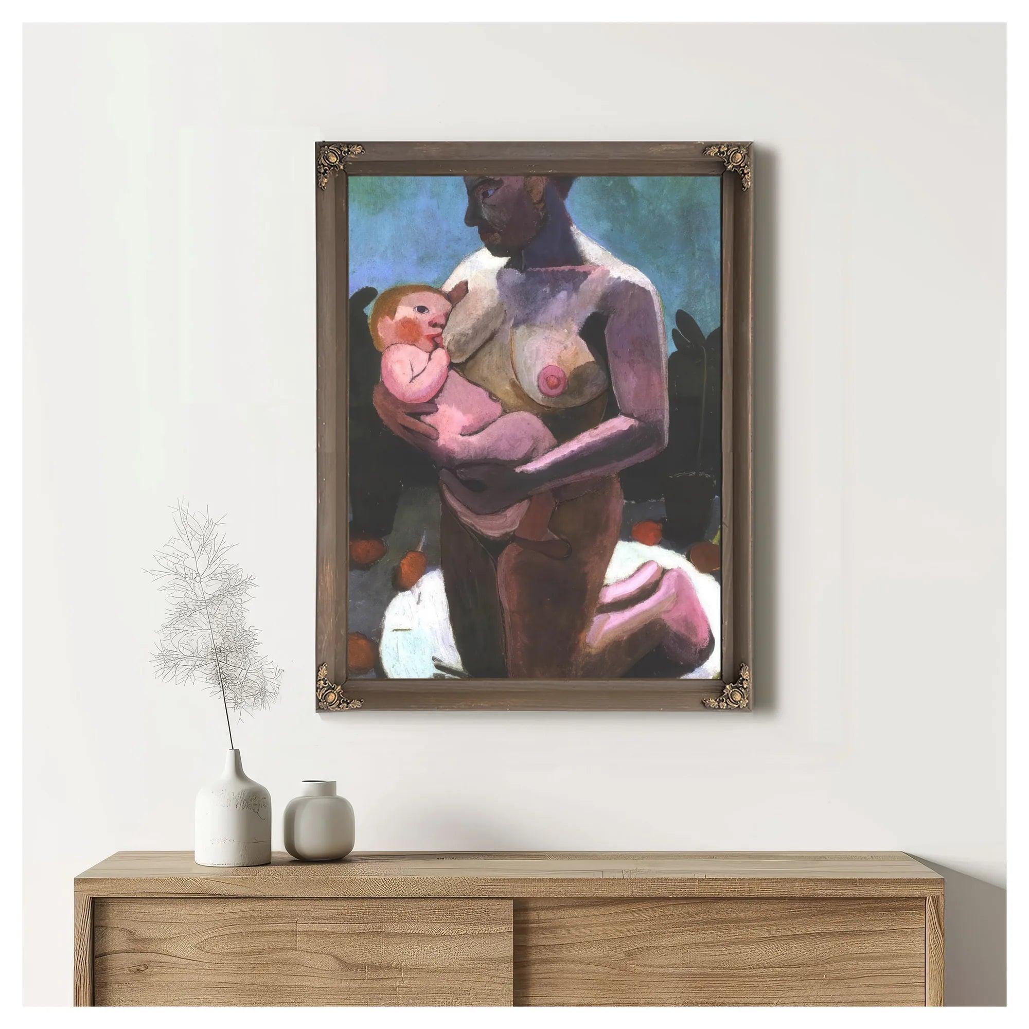 Kneeling Breast Feeding Mother By Paula Modersohn Becker Fine Art Print