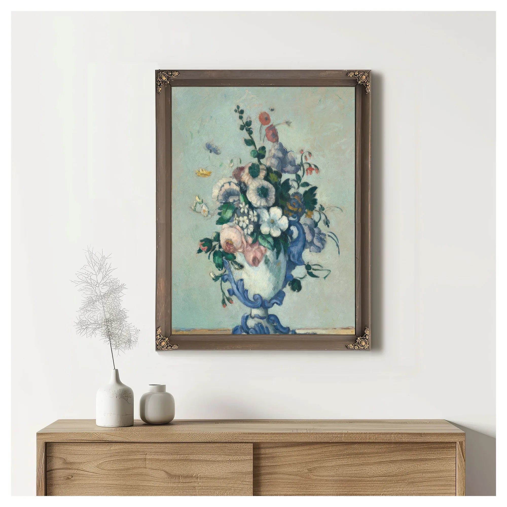 Flowers In A Rococo Vase By Paul Cezanne Fine Art Print