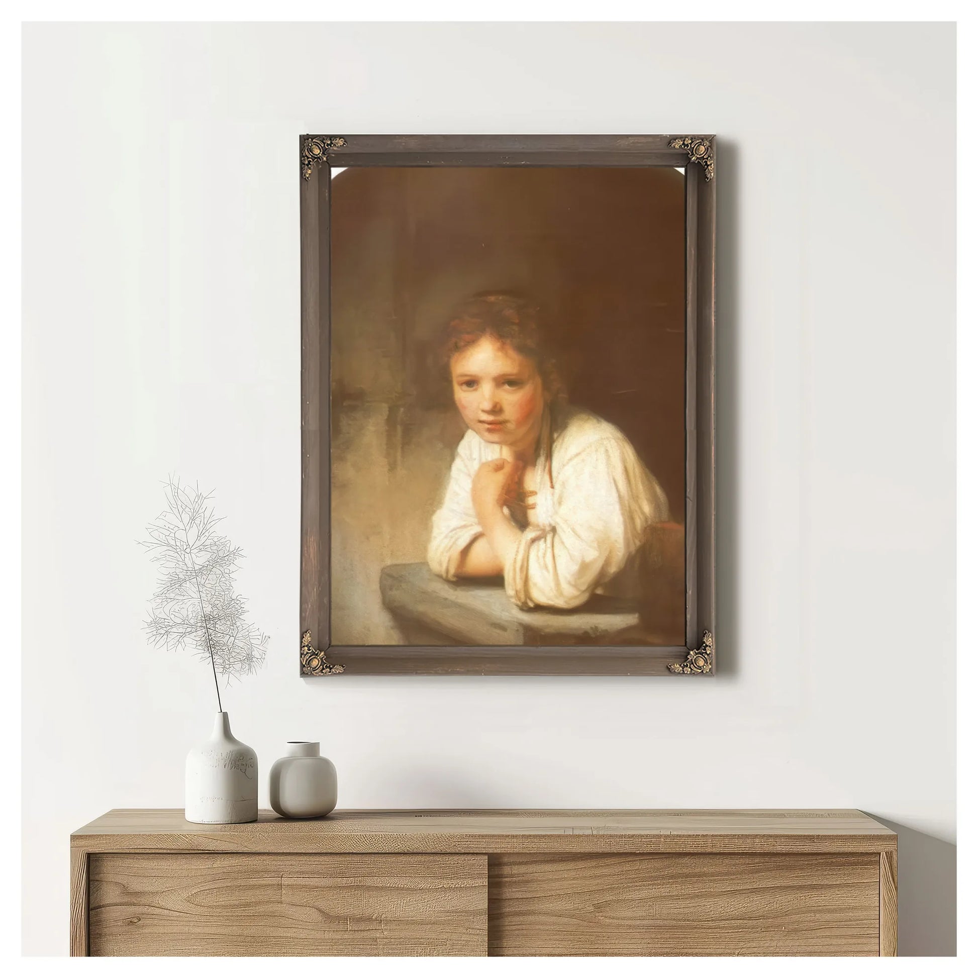 A Young Girl Leaning On A Window Sill 1645 By Rembrandt Fine Art Print