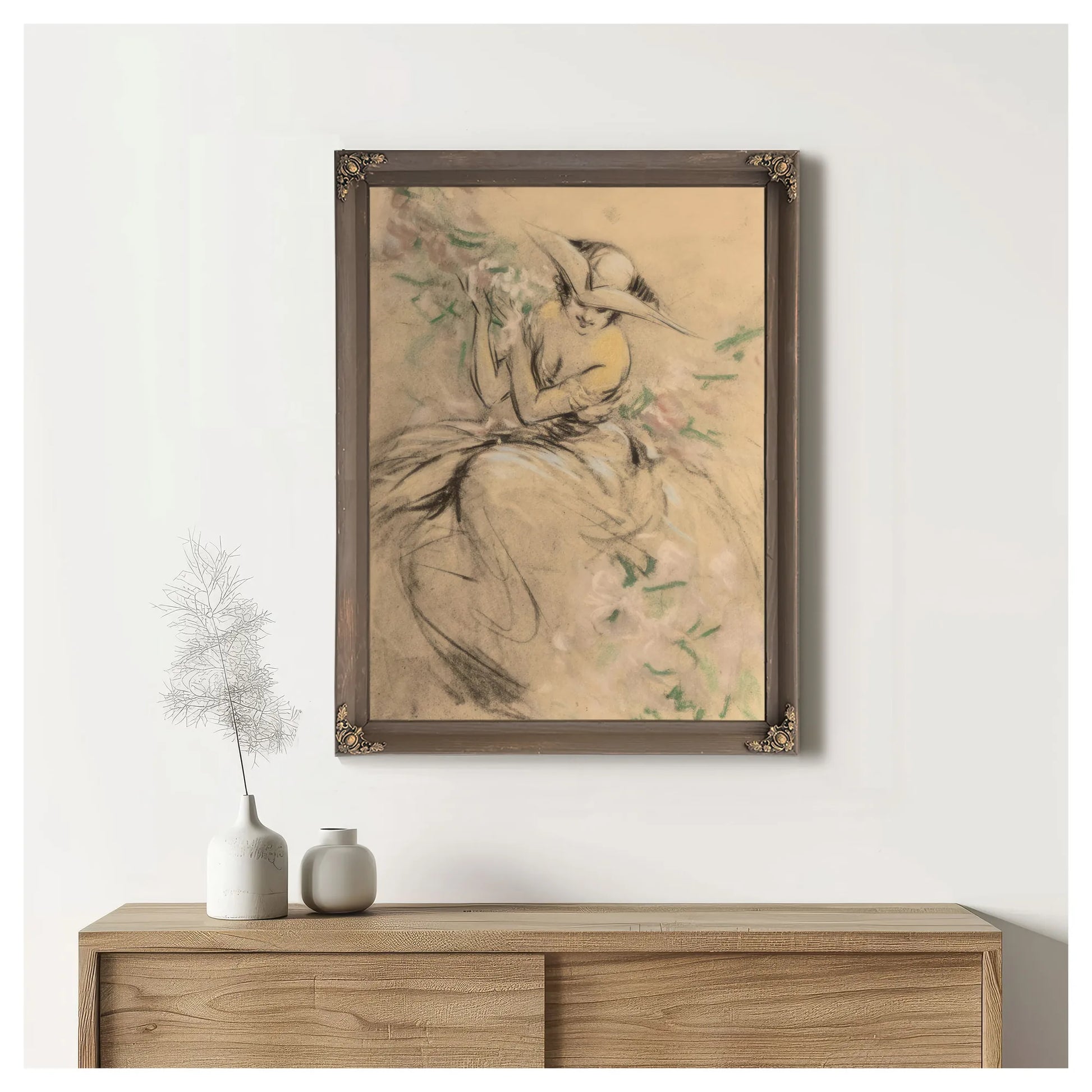 Lady In Flower Garden By Louis Icart Fine Art Print