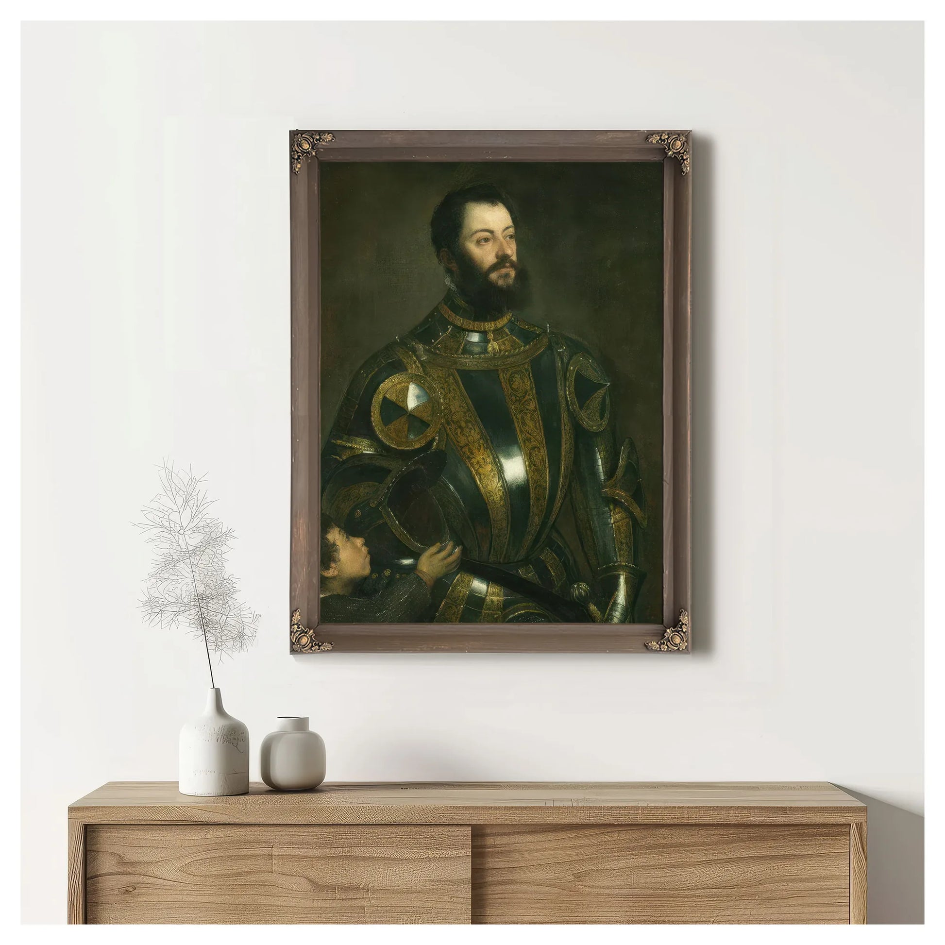 Portrait Of Alfonso D'avalos Marchese Del Vasto In Armor With A Page By Titian Fine Art Print