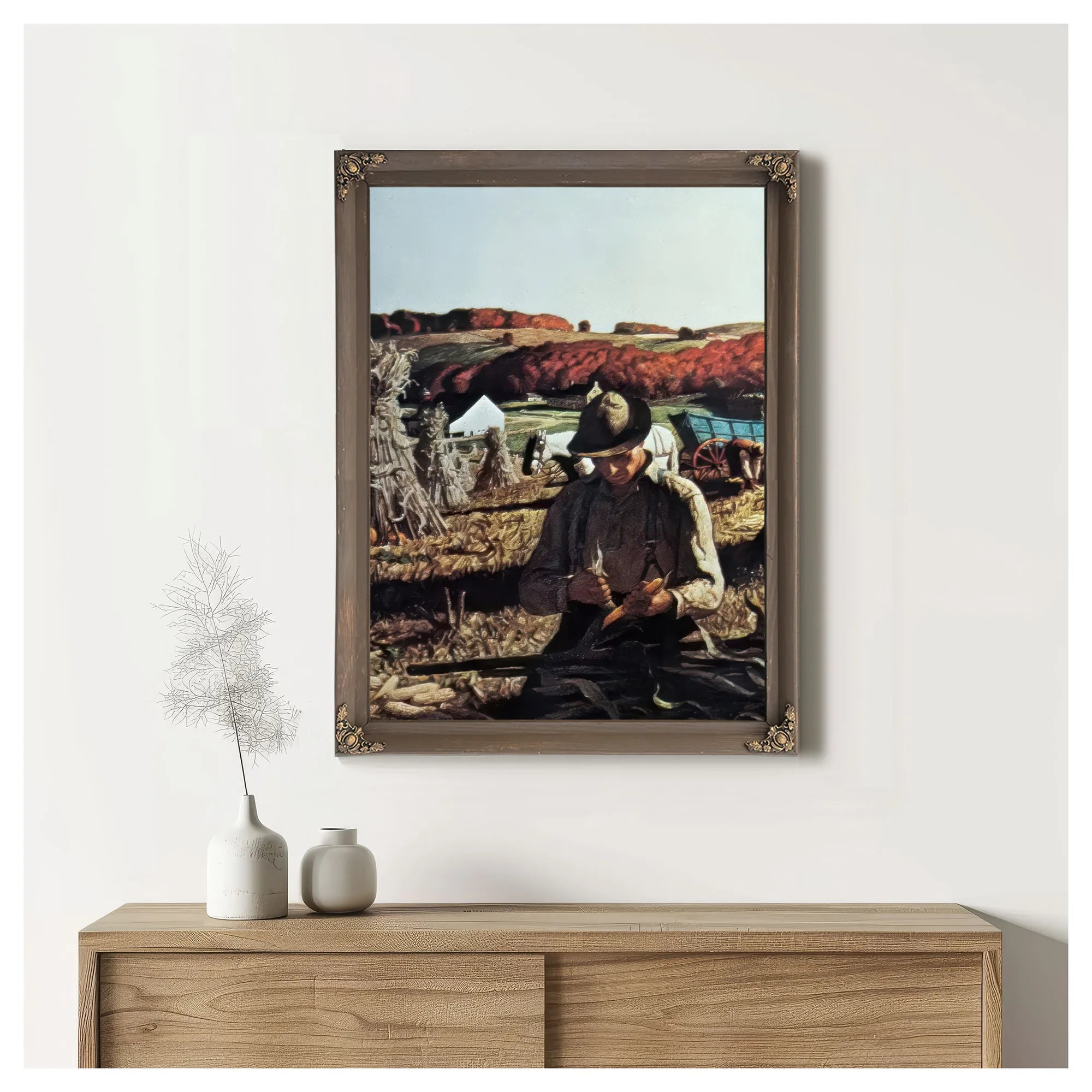 Corn Harvest In The Hill Country By NC Wyeth Fine Art Print