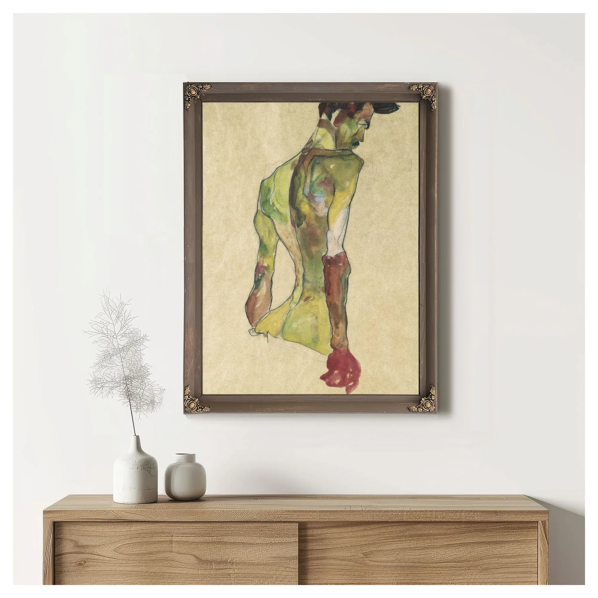 Male Nude In Profile Facing Right By Egon Schiele Fine Art Print