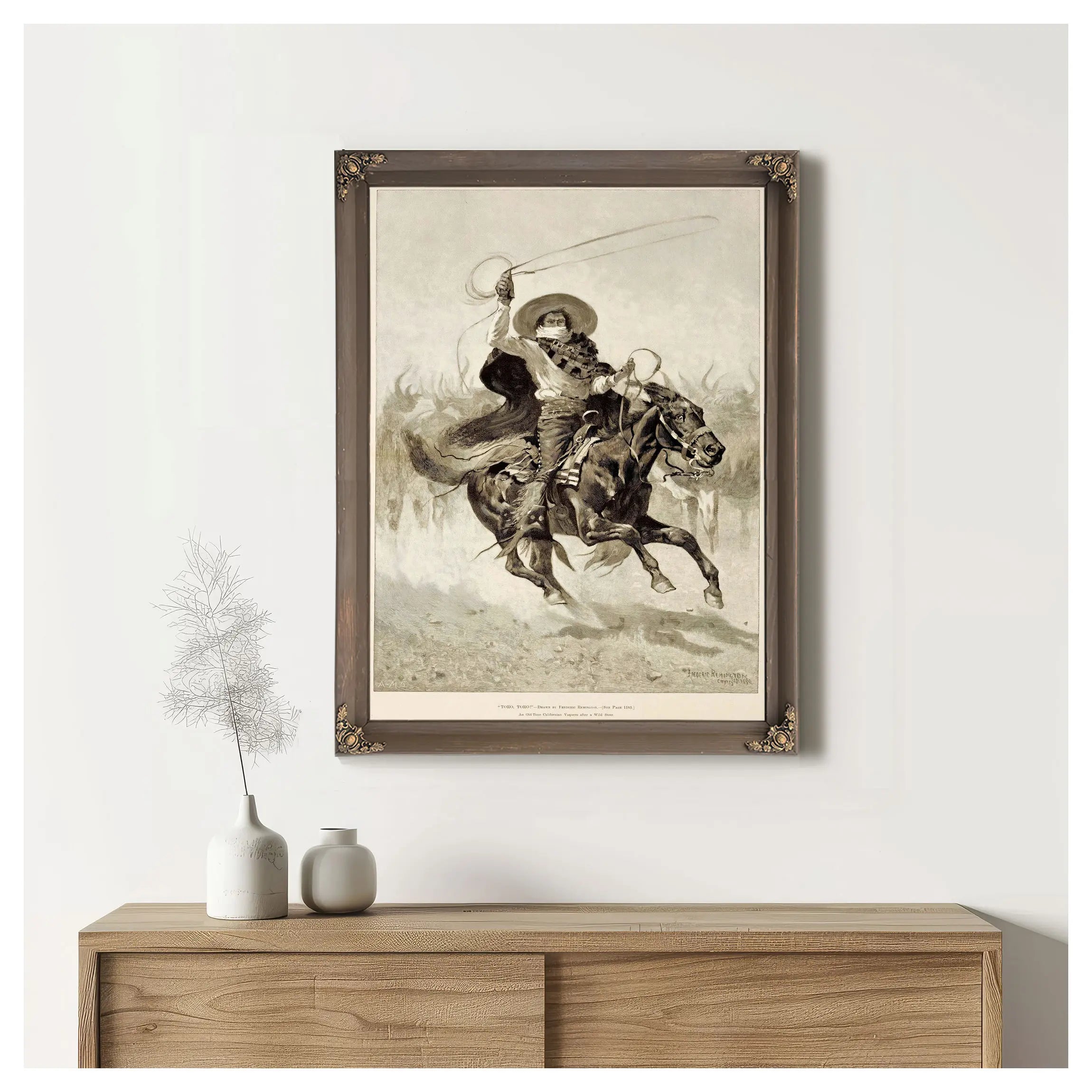 Toro Toro An Old Time Californian Vaquero After A Wild Steer by Frederic Remington