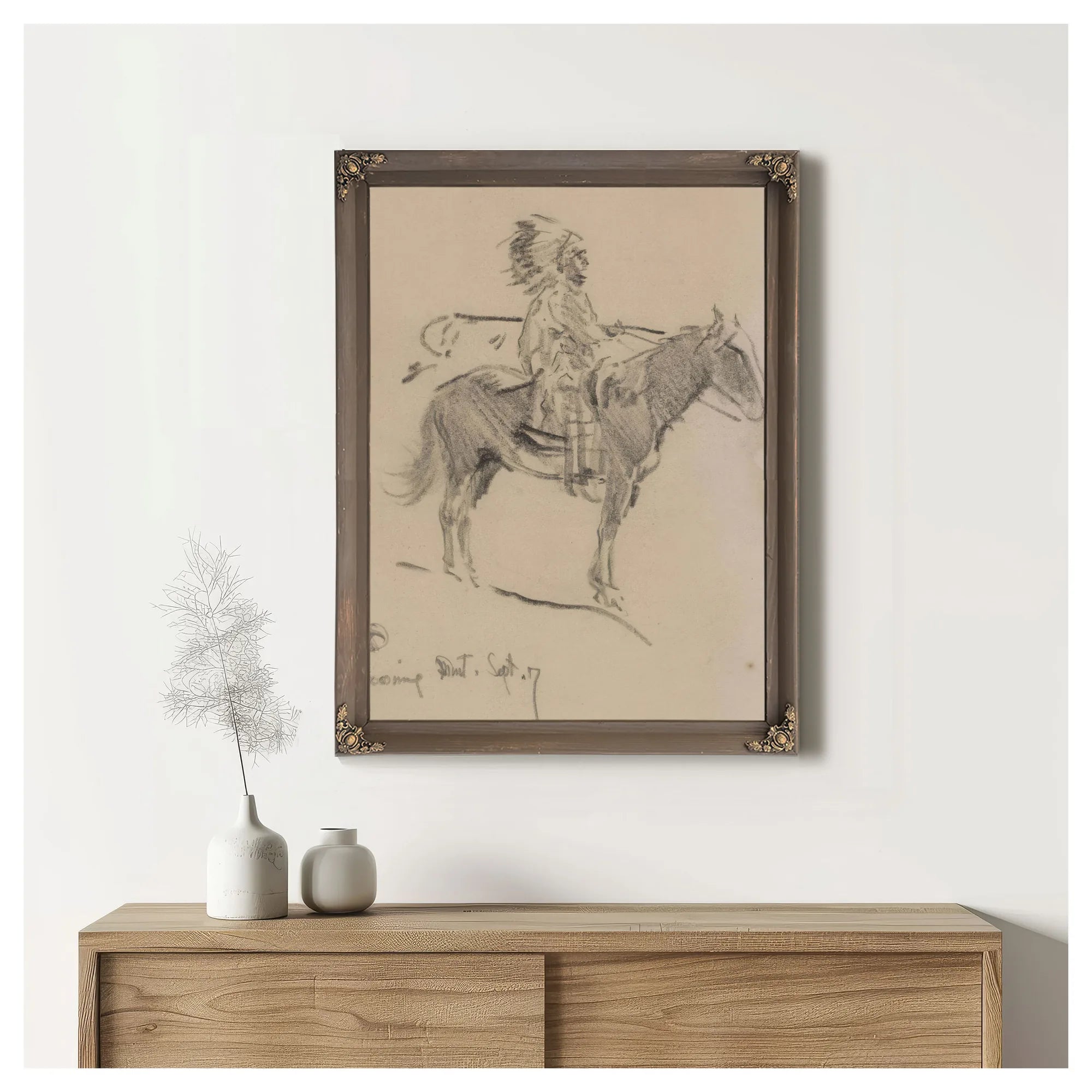 Indian On Horseback , By Maynard Dixon Fine Art Print