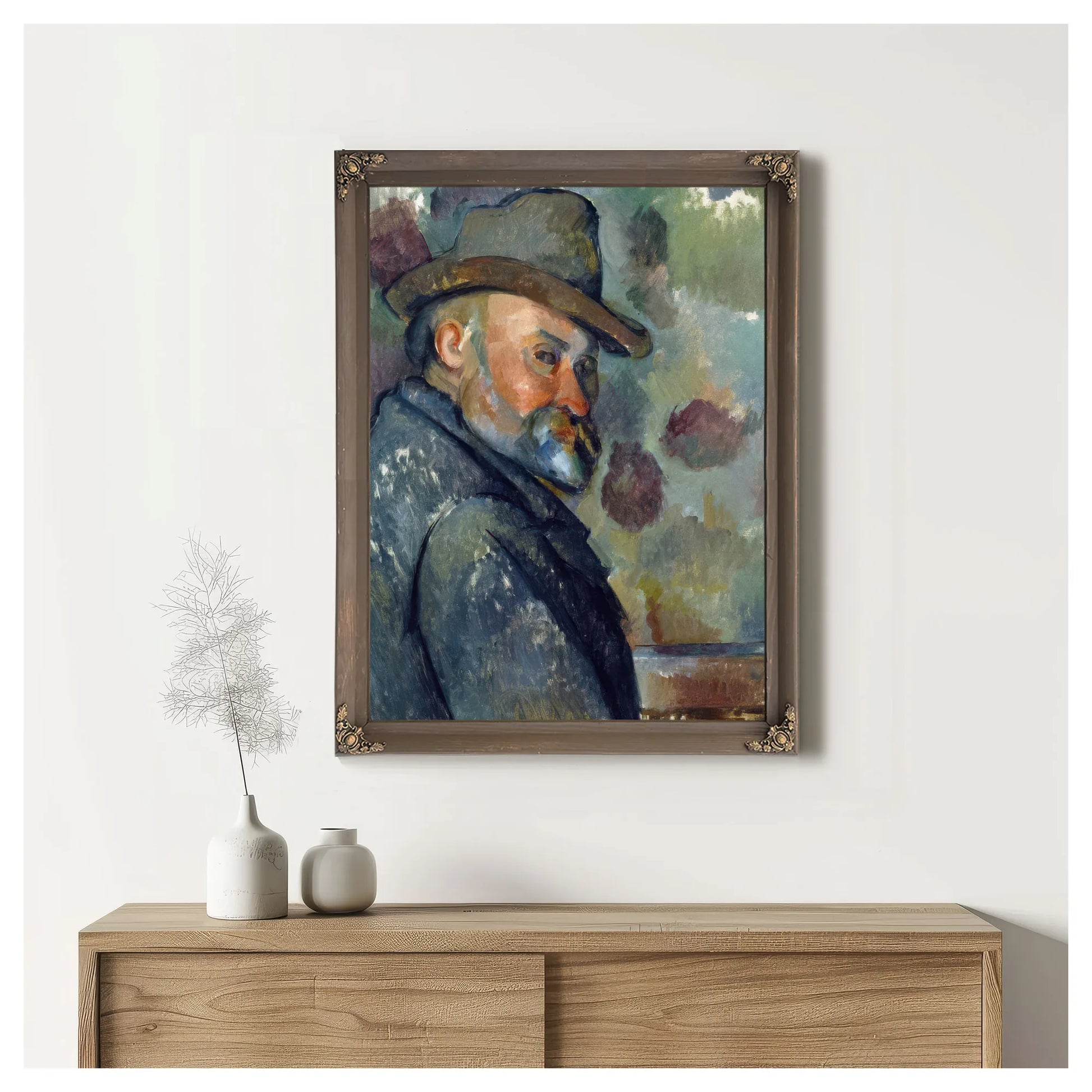 Self Portrait With A Hat By Paul Cezanne Fine Art Print