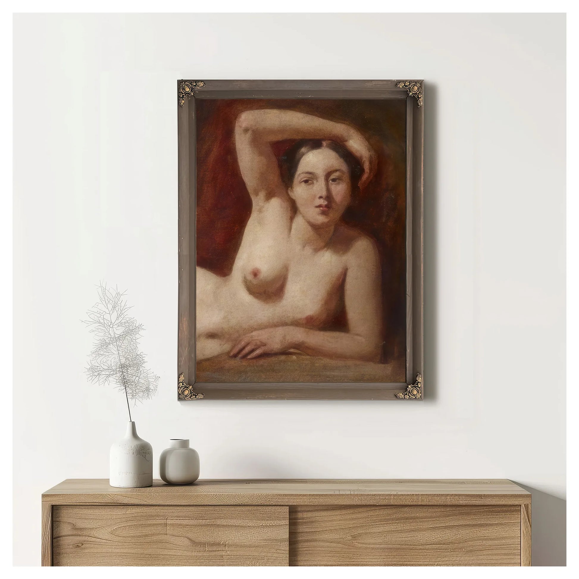 Half Figure Of A Female Nude Reclining By William Etty Fine Art Print