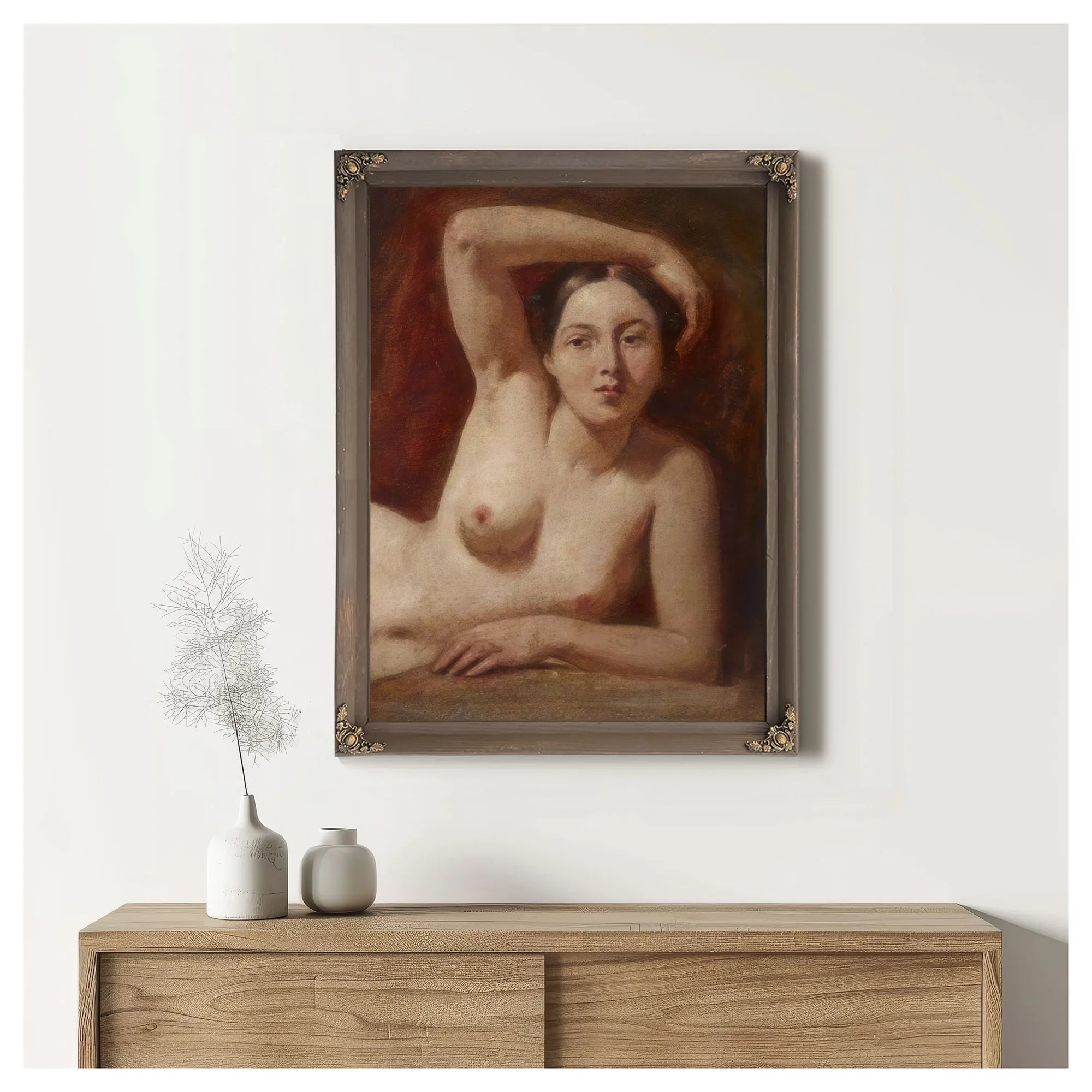 Half Figure Of A Female Nude Reclining By William Etty Fine Art Print