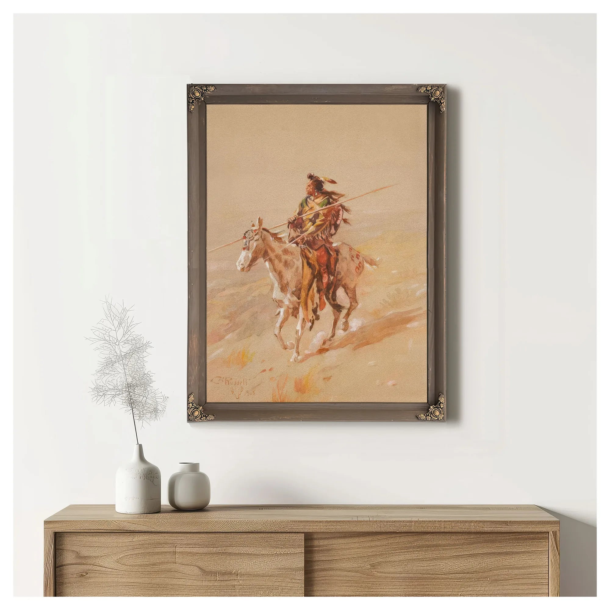 A Crow Chief On Horseback By Charles Marion Russell Fine Art Print