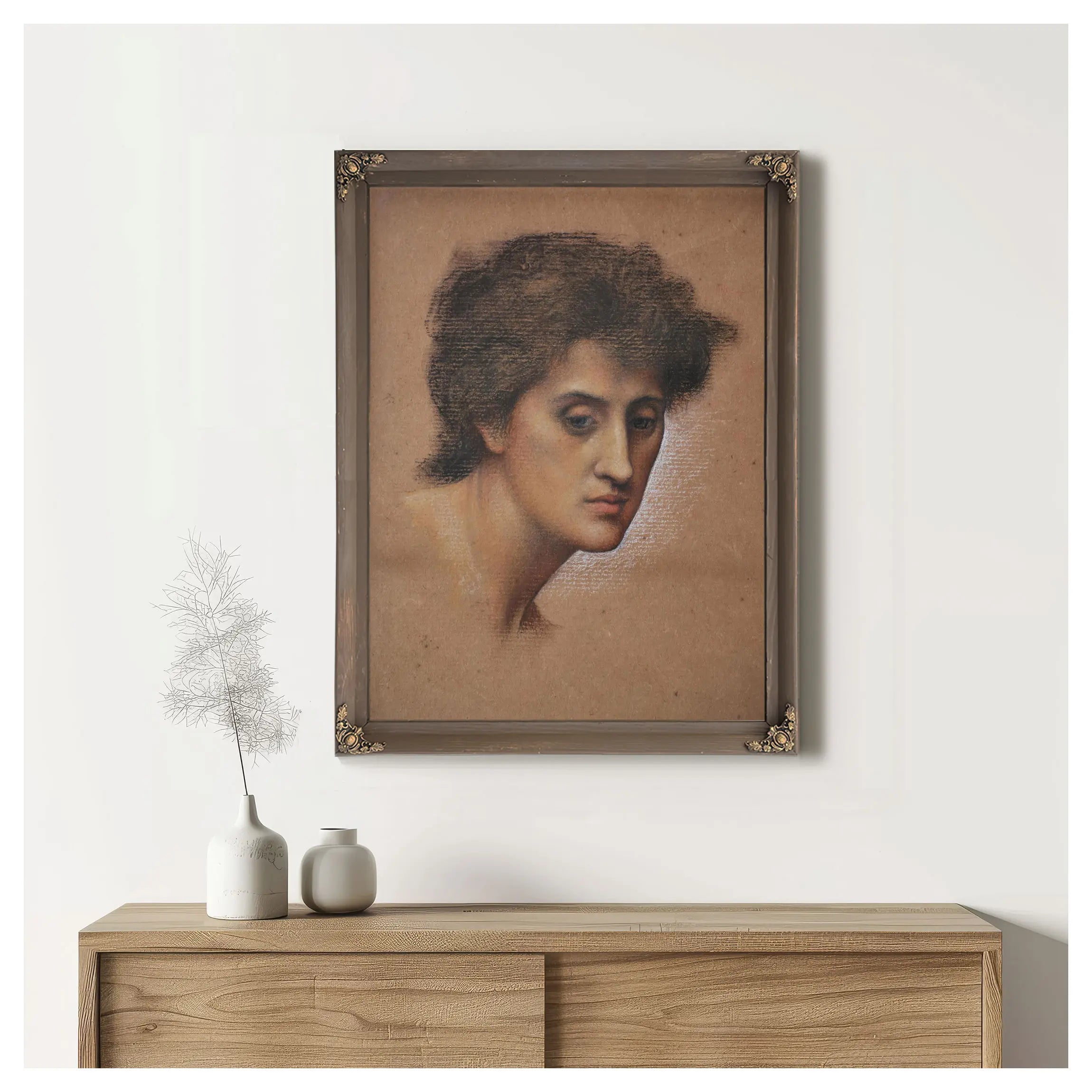 Study Of Female Head For The Cadence Of Autumn 1905 A by Evelyn De Morgan