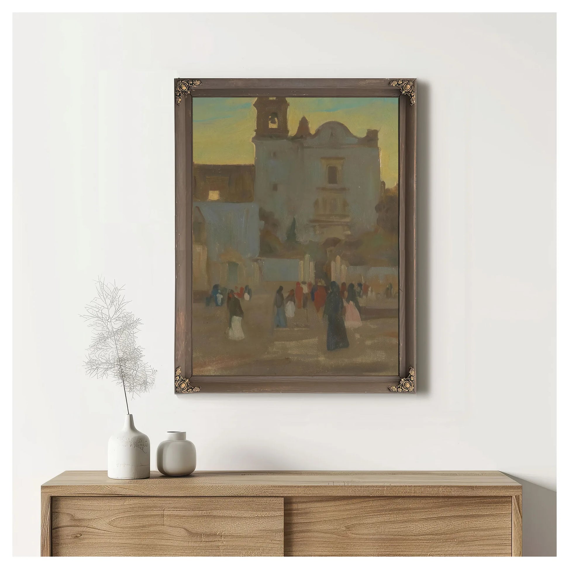 Early Mass At San Juan De Dios Guadelajara 1905 By Maynard Dixon Fine Art Print