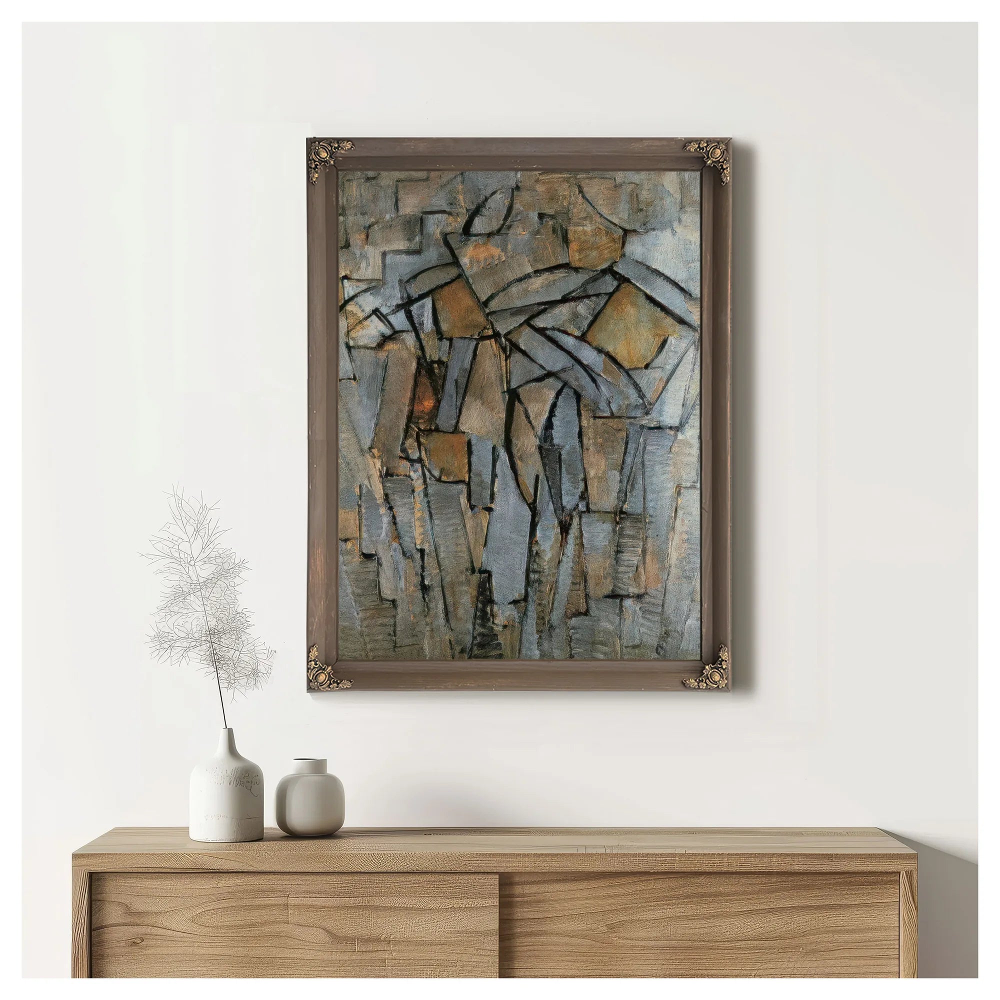 Composition In Grey Blue 1912 1913 Oil On Canvas 795X635Mm Thyssen Bornemisza Collection Lugano By Piet Mondrian Fine Art Print