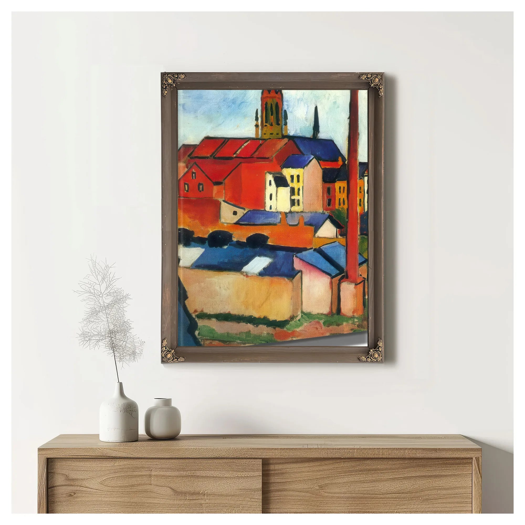 The Church Of St Mary With Houses And A Chimney By August Macke Fine Art Print