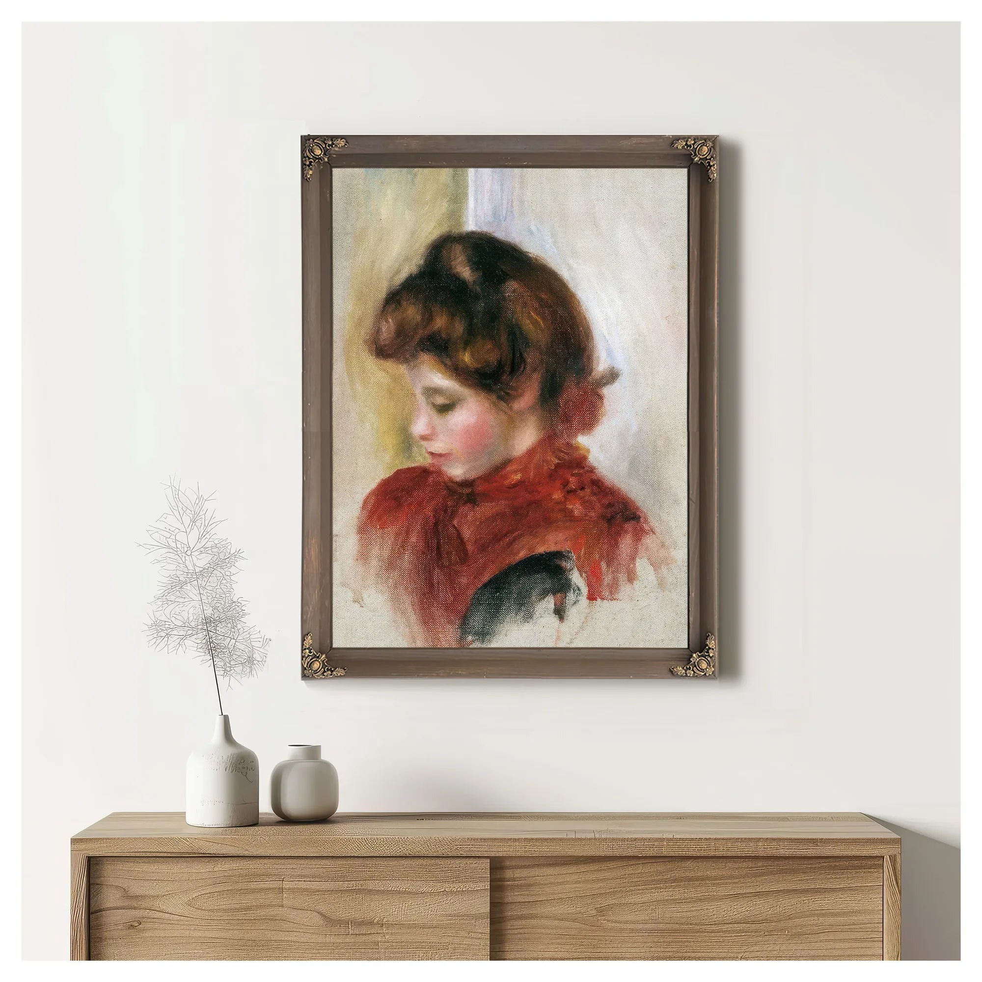 Girl In A Red Scarf By Pierre August Renoir Fine Art Print