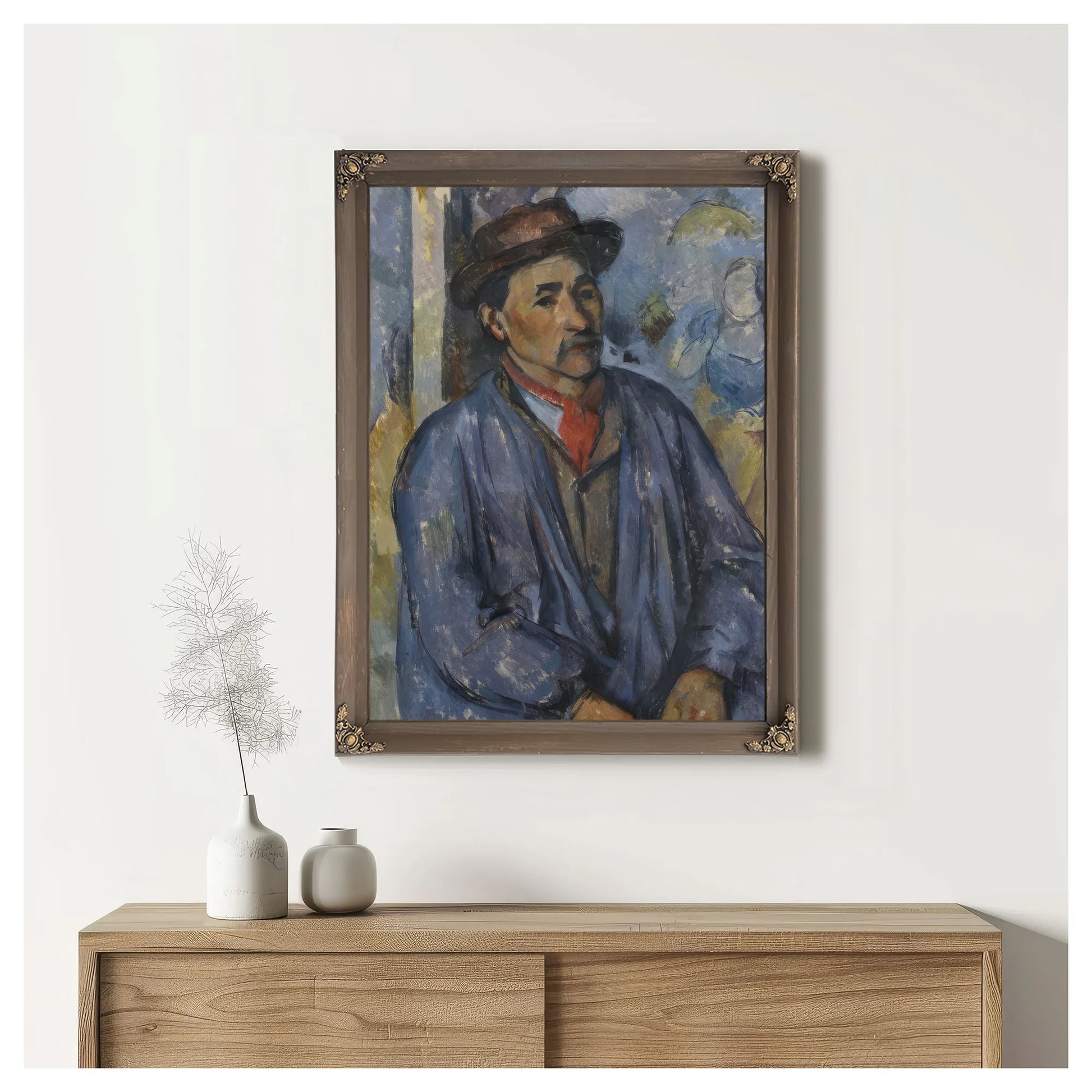 Man In A Blue Smock By Paul Cezanne Fine Art Print