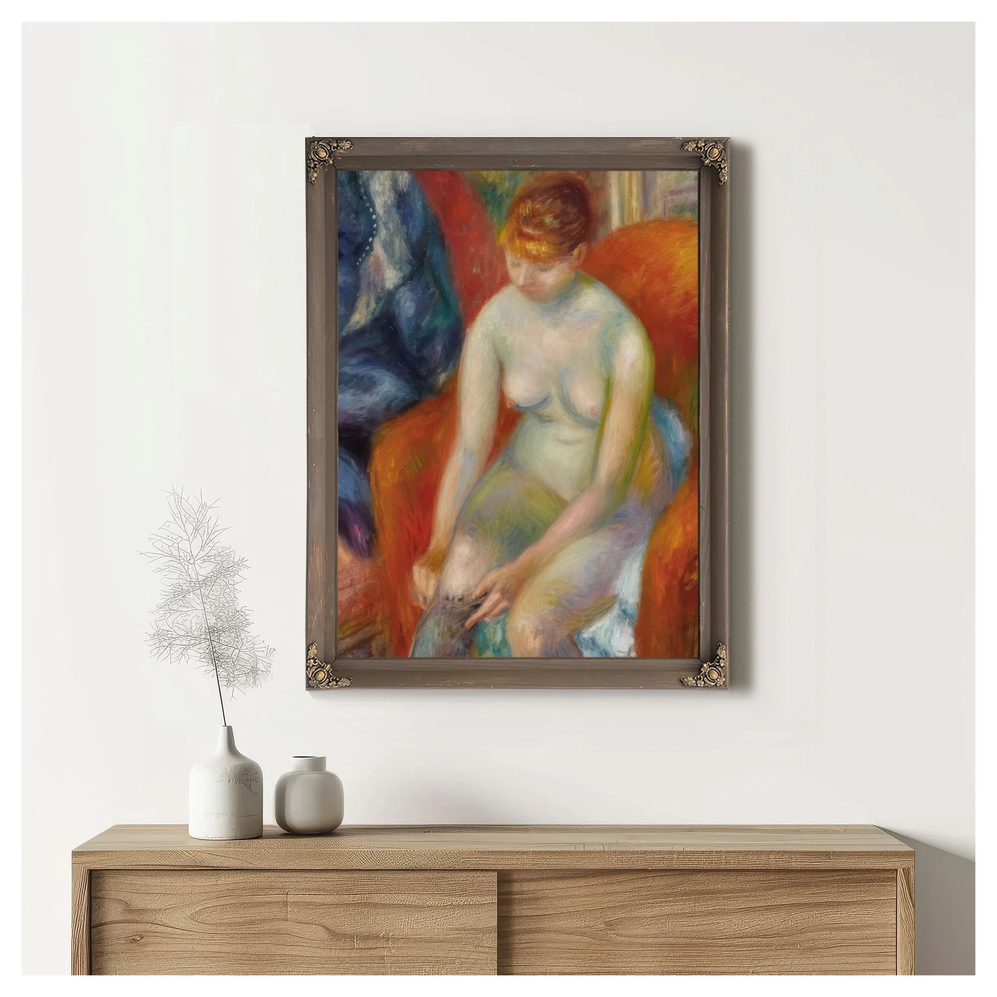 Nude Pulling On Stocking Nude With Red Hair Circa 1925 By Everett Shinn Fine Art Print