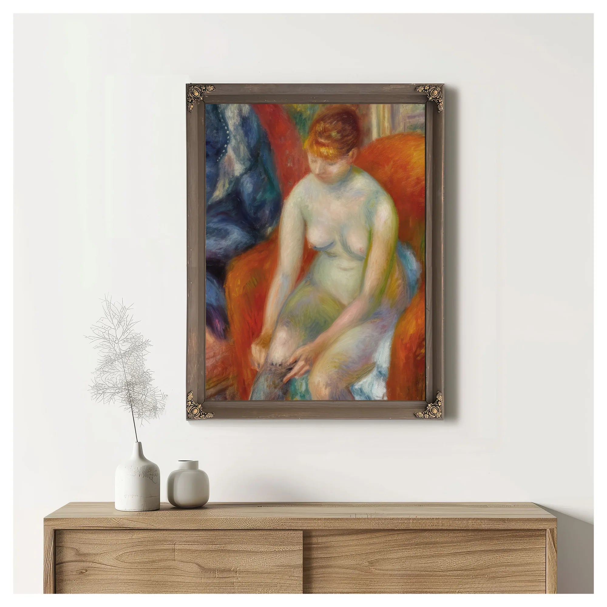 Nude Pulling On Stocking Nude With Red Hair Circa 1925 By Everett Shinn Fine Art Print