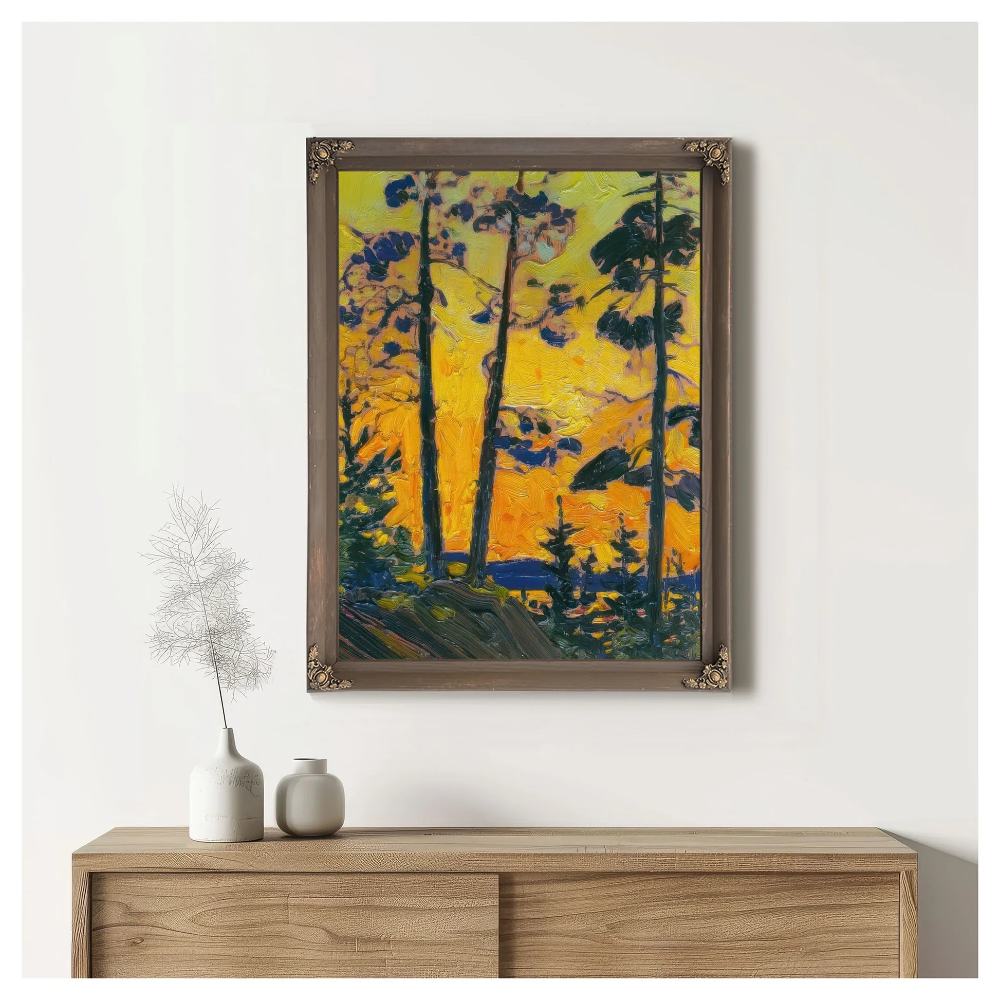 Pine Trees At Sunset By Tom Thomson Fine Art Print